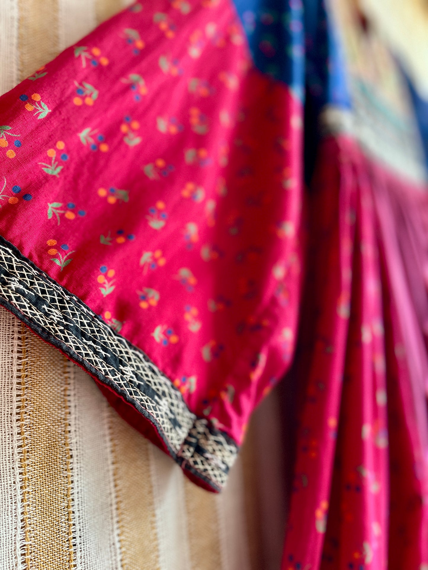Afghan folk dress Smocking hand embroidery maxi dress