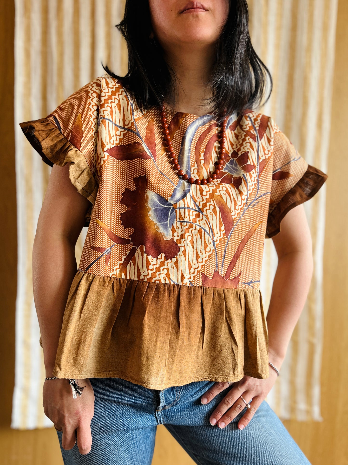 Vintage Batik and berry farmer cheesecloth dolly top