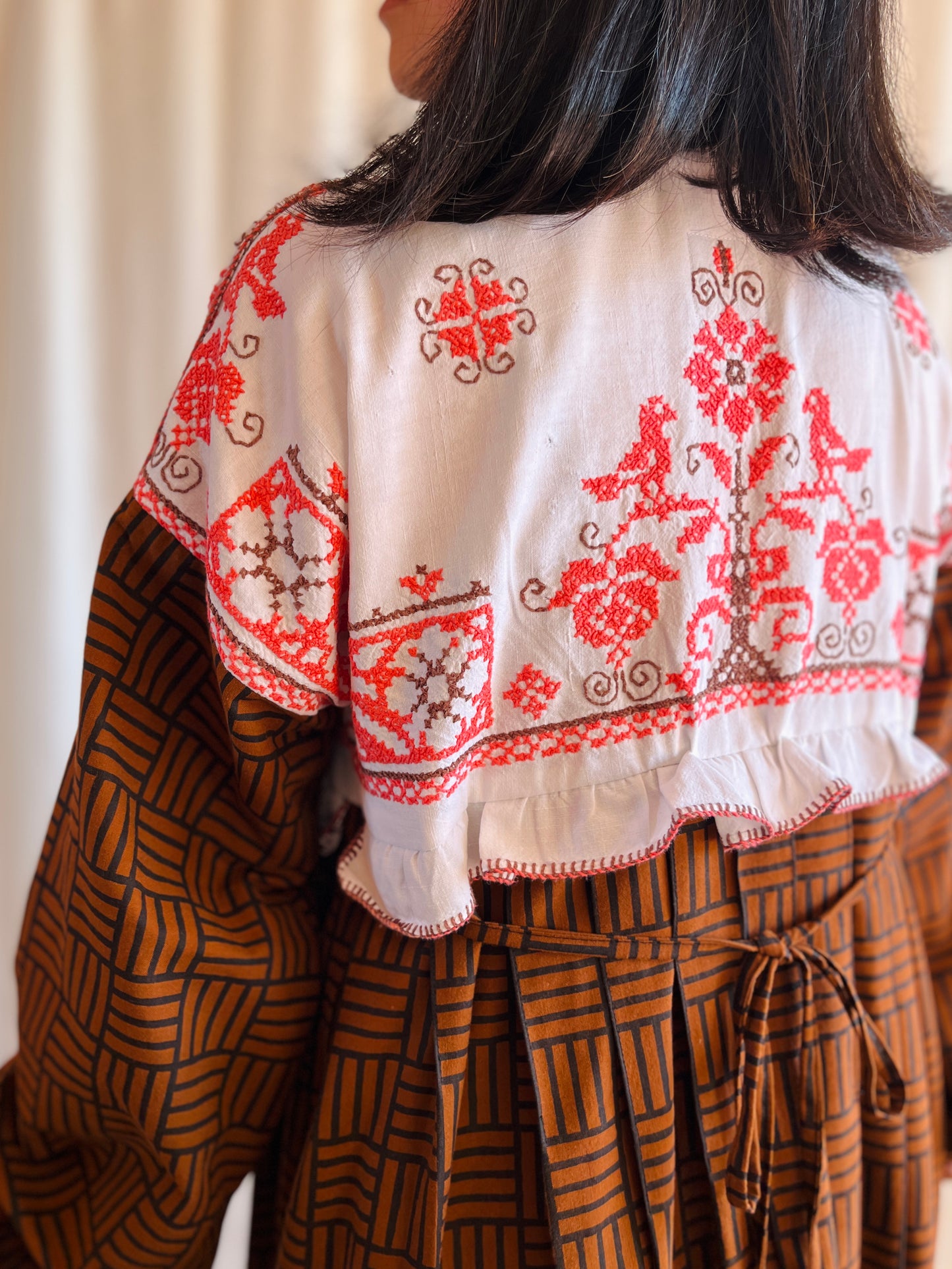 Birdies pleated long dress with ties