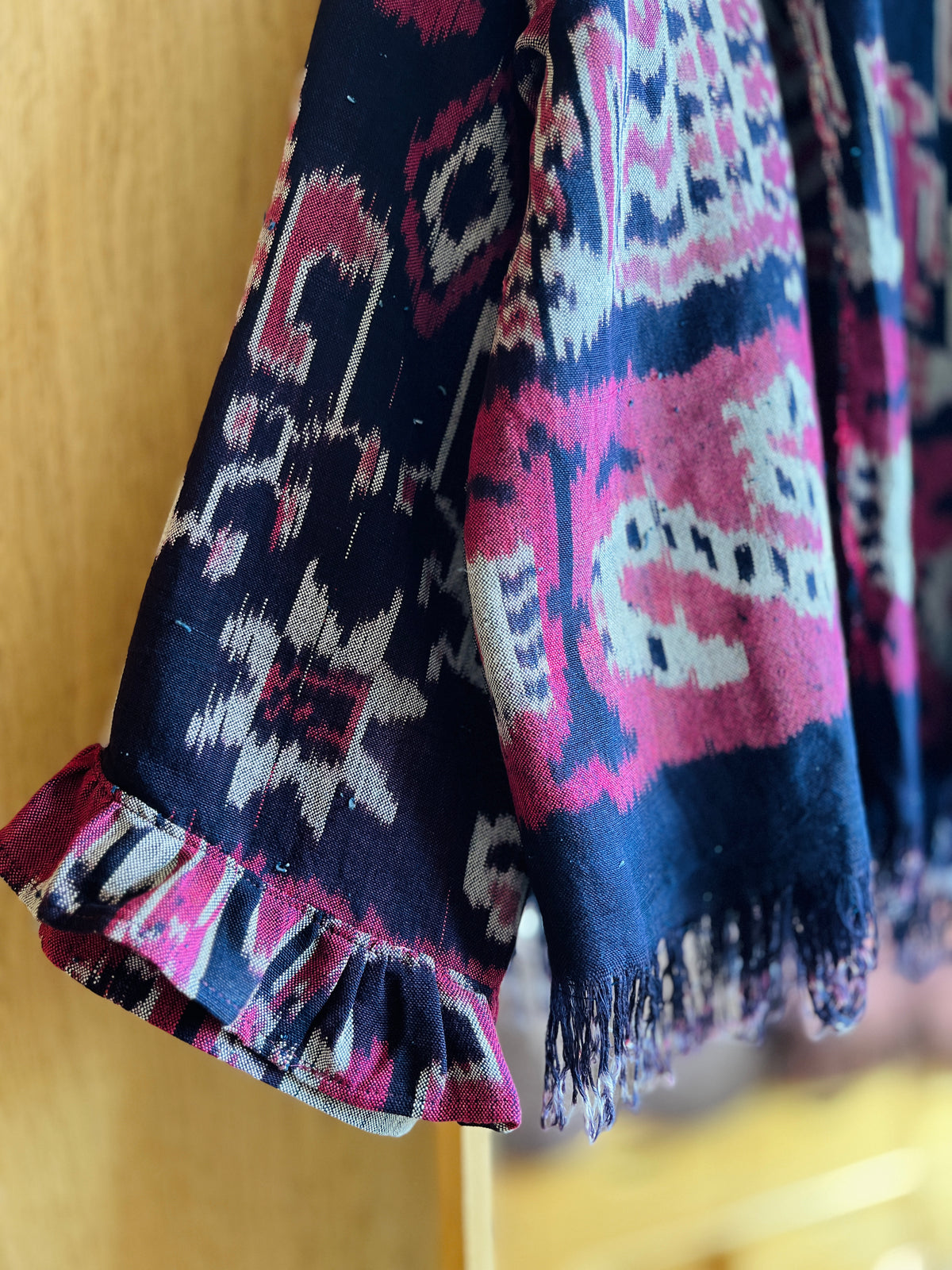 Vintage Ikat textile turns short duster
