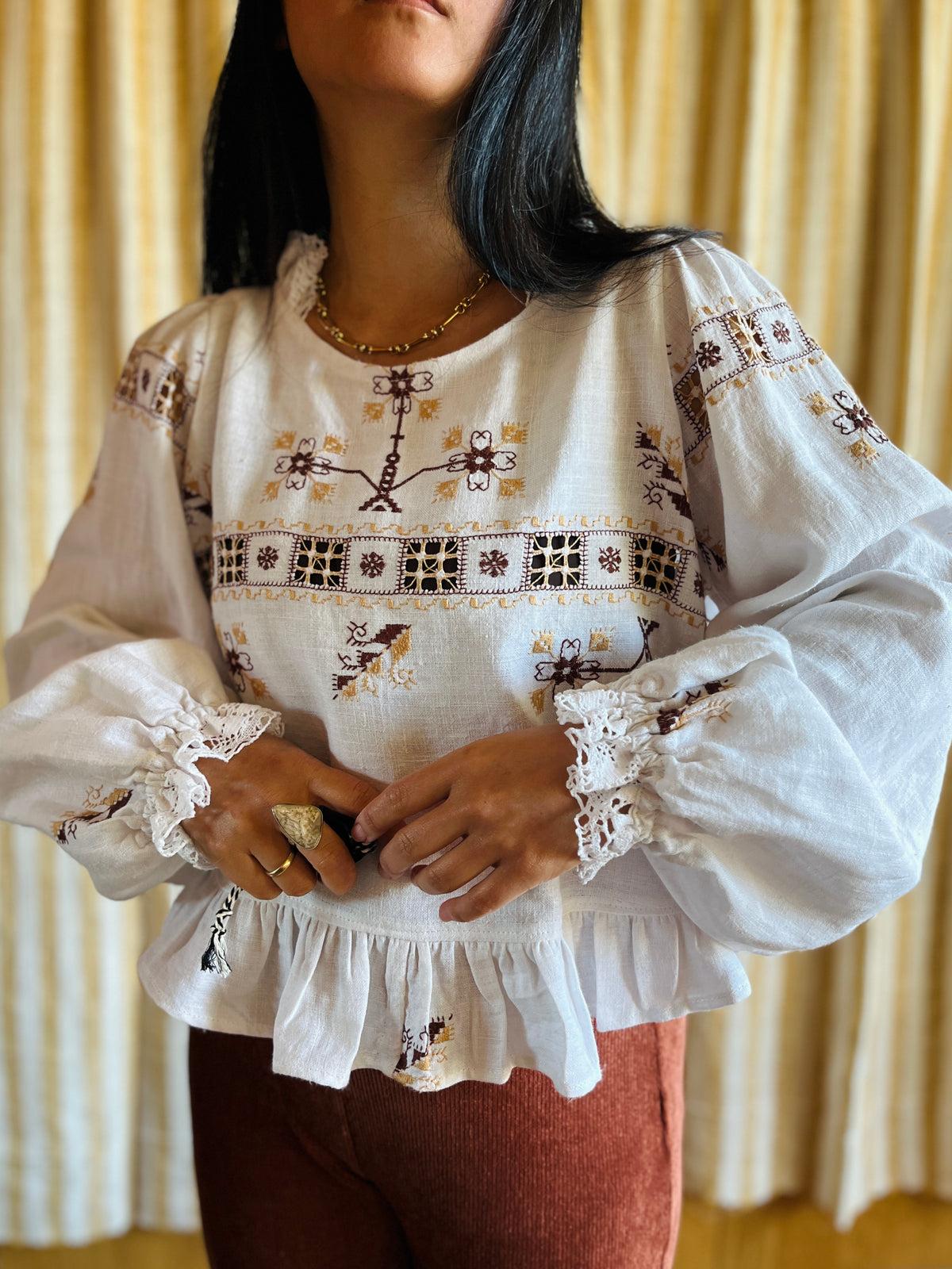 Lagartera Embroidered goddess blouse