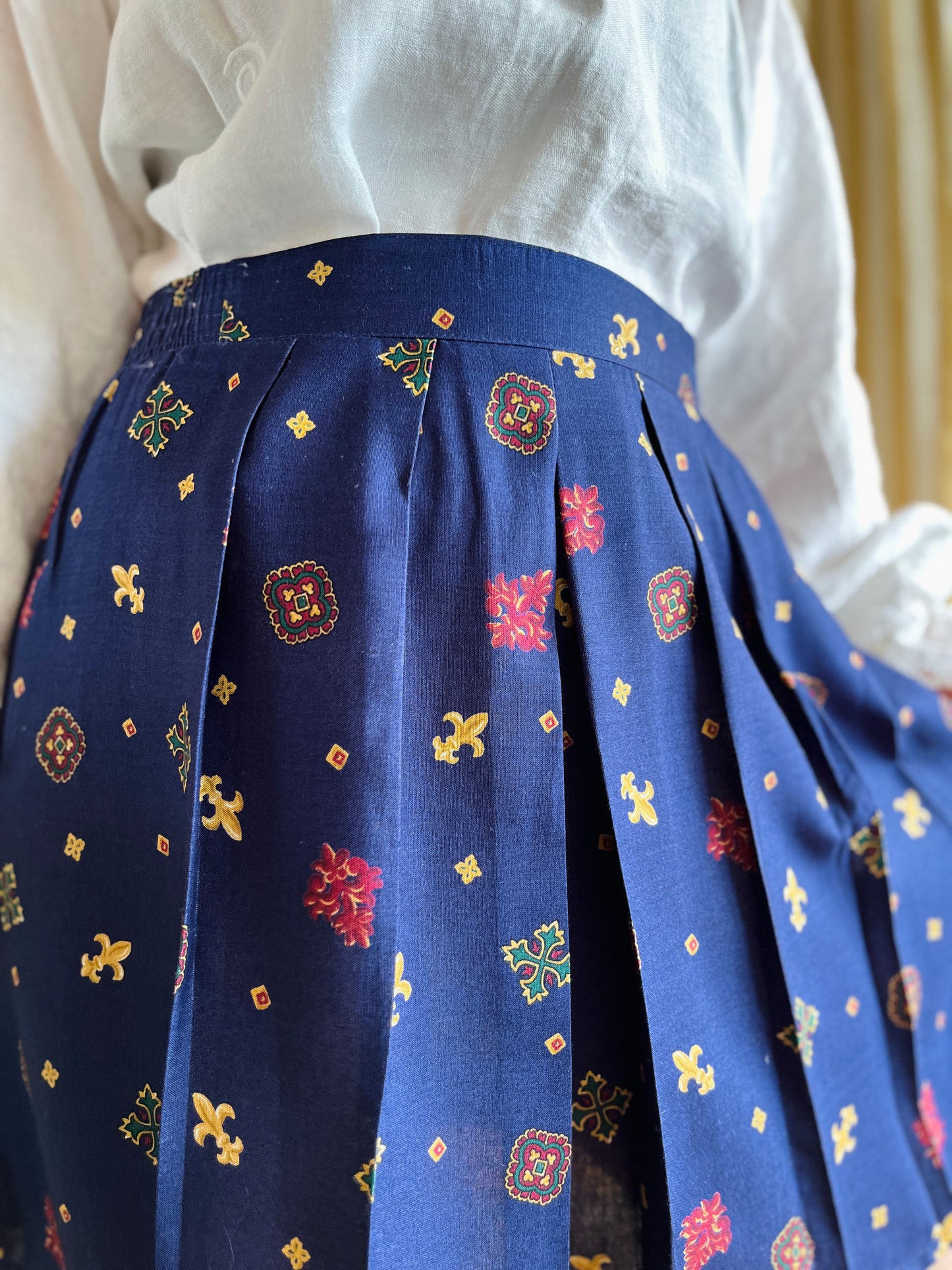 Vintage 90s Rayon Tennis Pleated Skirt