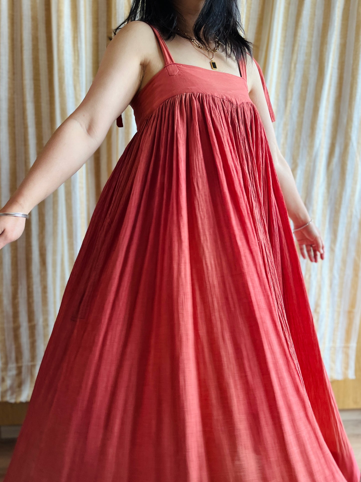 Torrid Coral Pink 70s cheesecloth full circle sundress