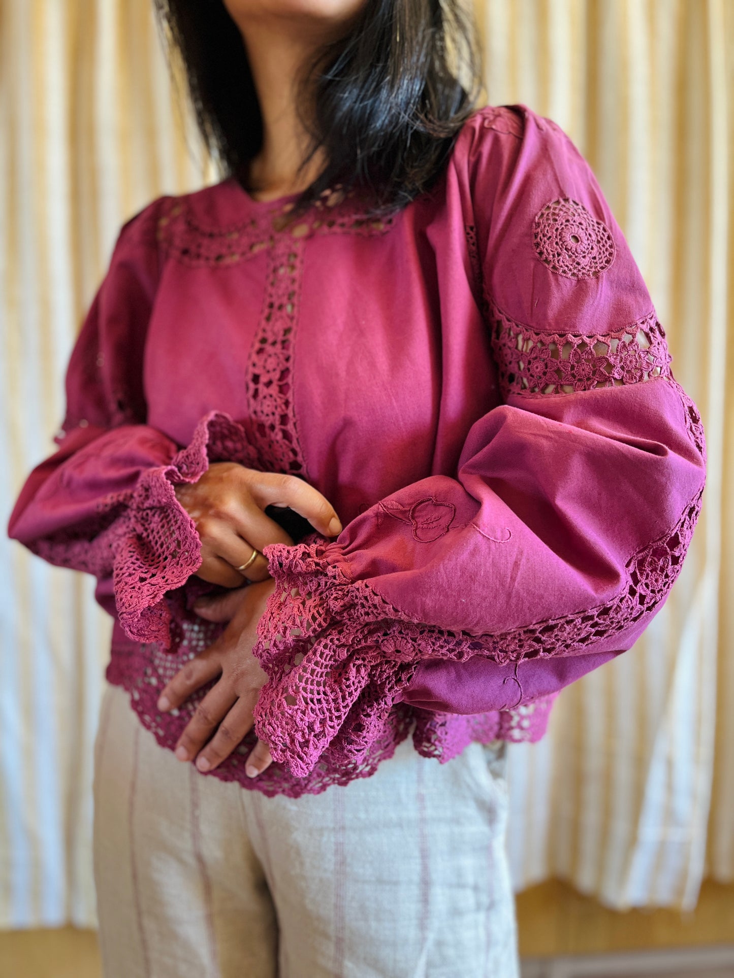 Passion Dyes - Circular crochet blouse in Red Wine