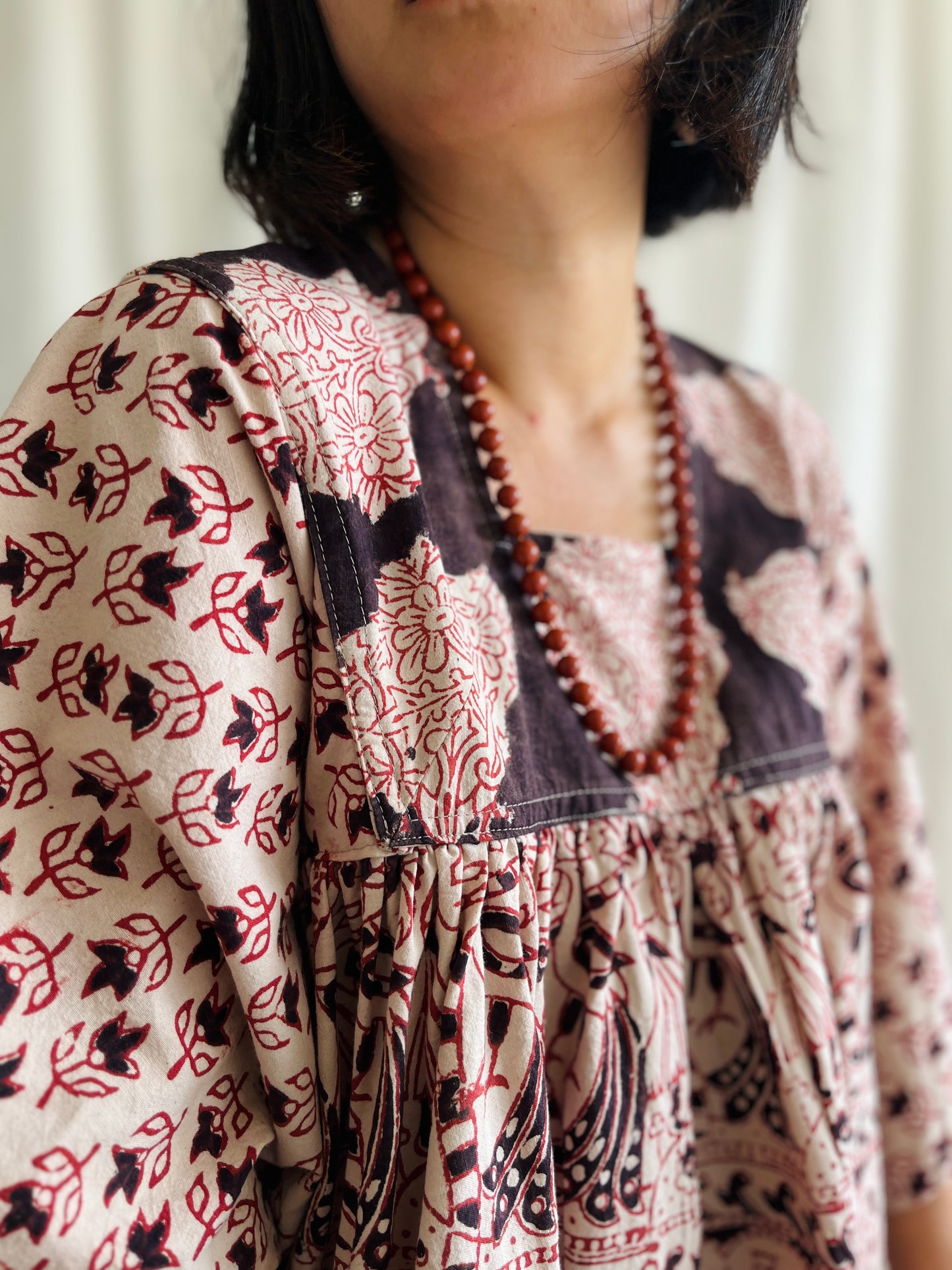 🏵️ Vintage hand block print Indian Bat sleeves tunic