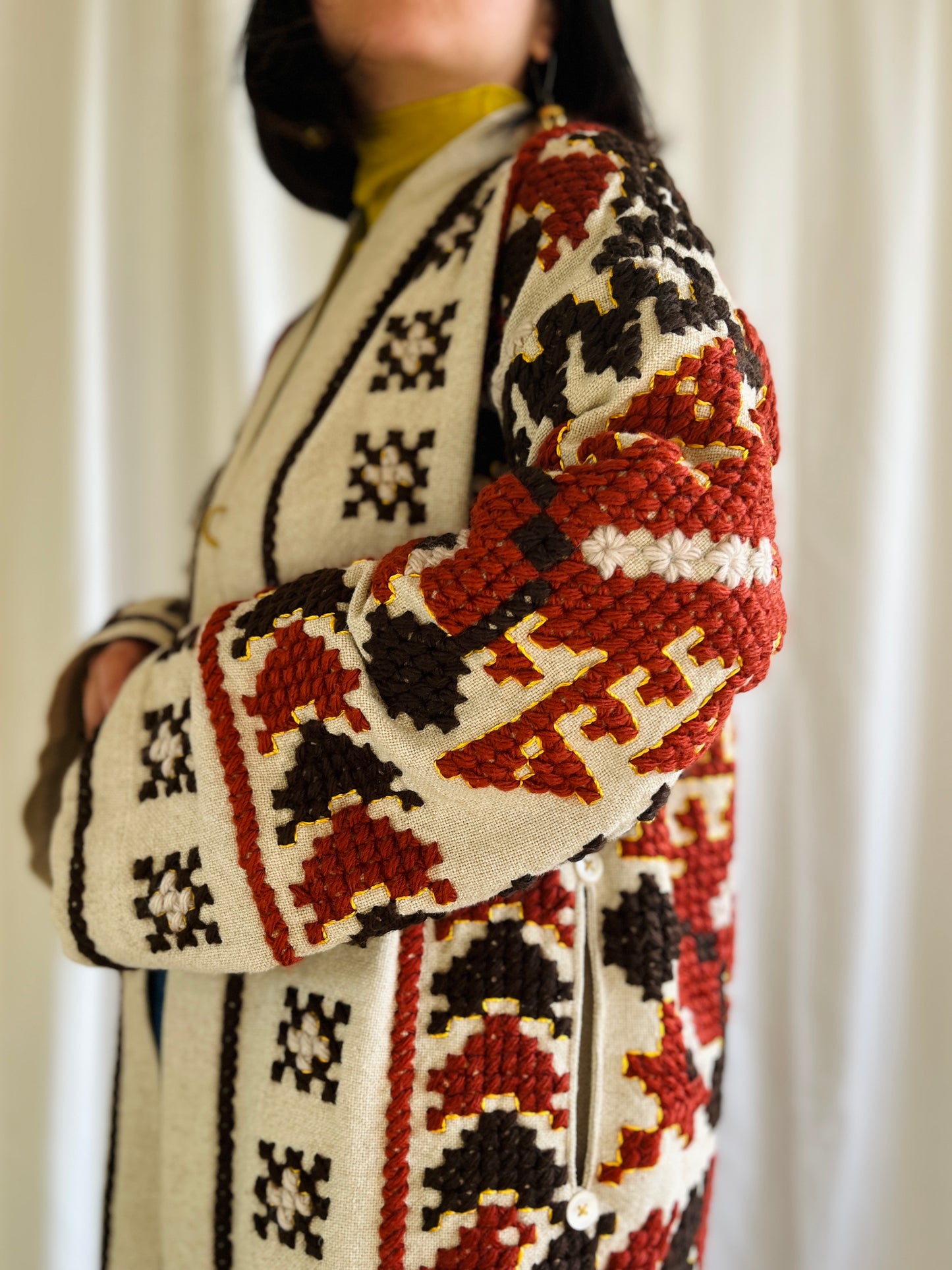 🎴 The witch coat I - Wool and Heavy linen embroidery Kimono