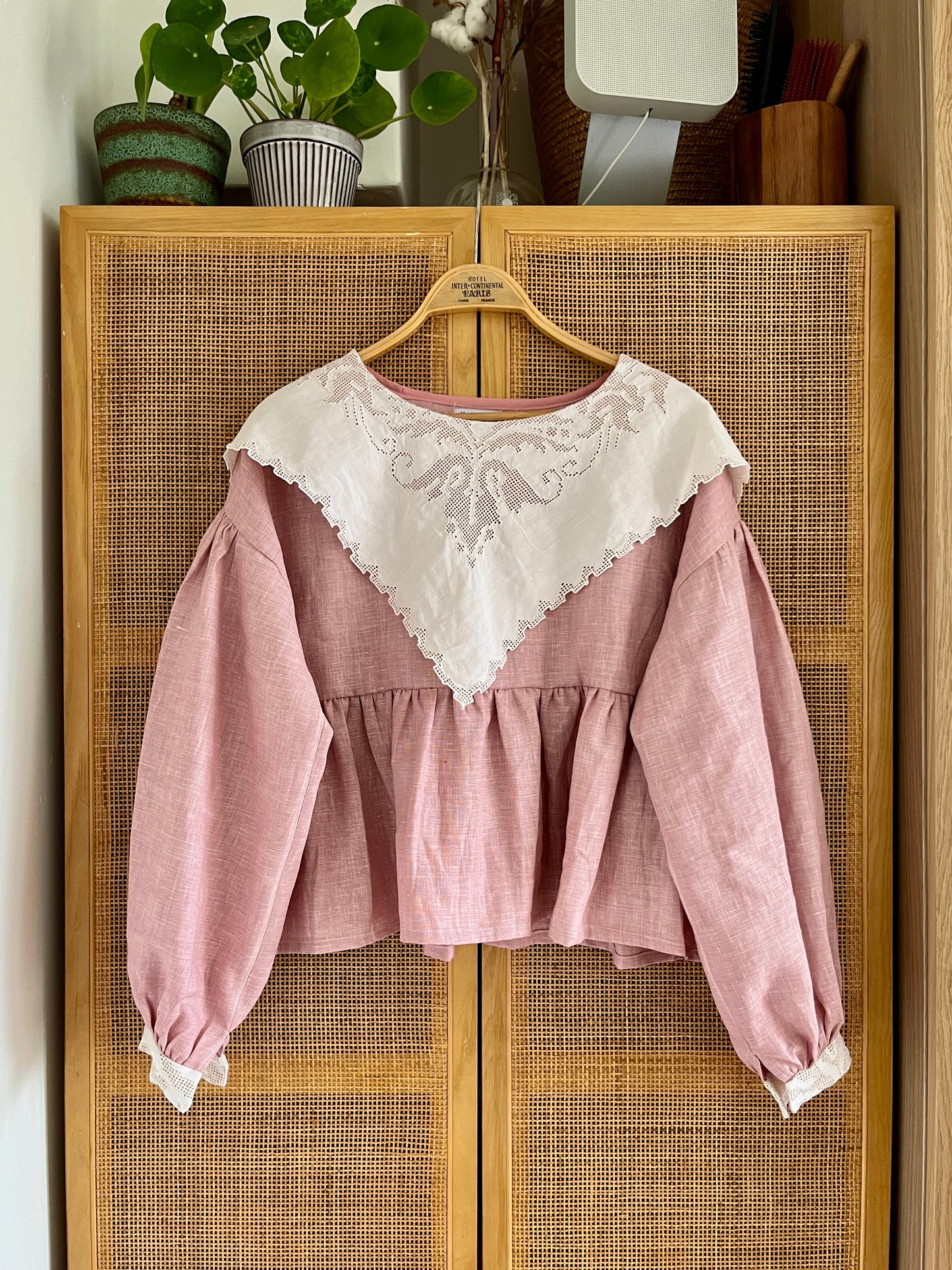 Marble pink linen and baby bib tunic