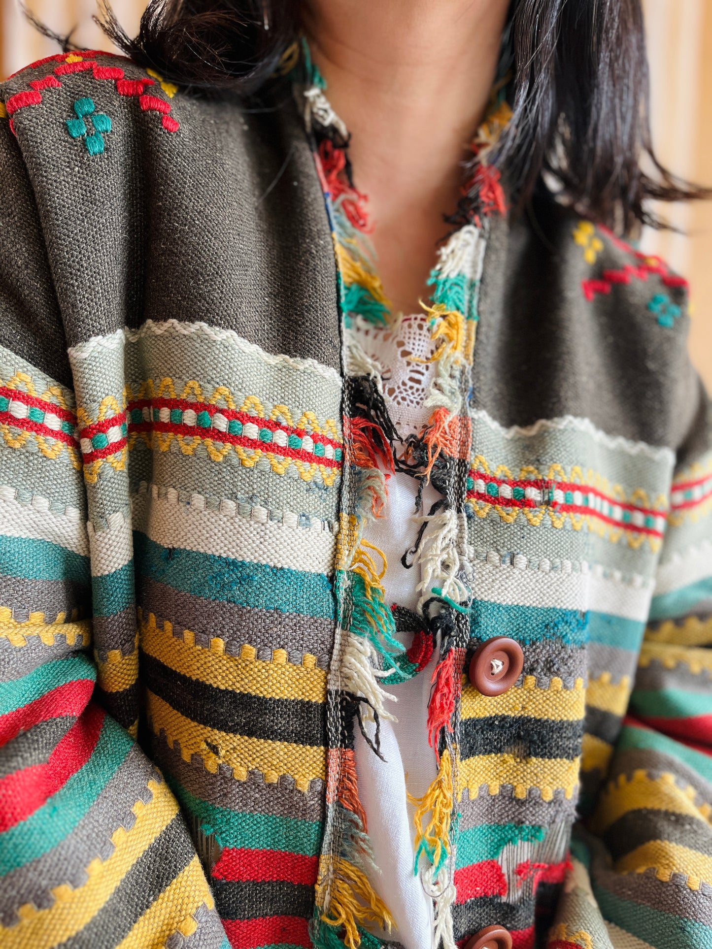 Antique Turkish Kilim Rug turns Jacket