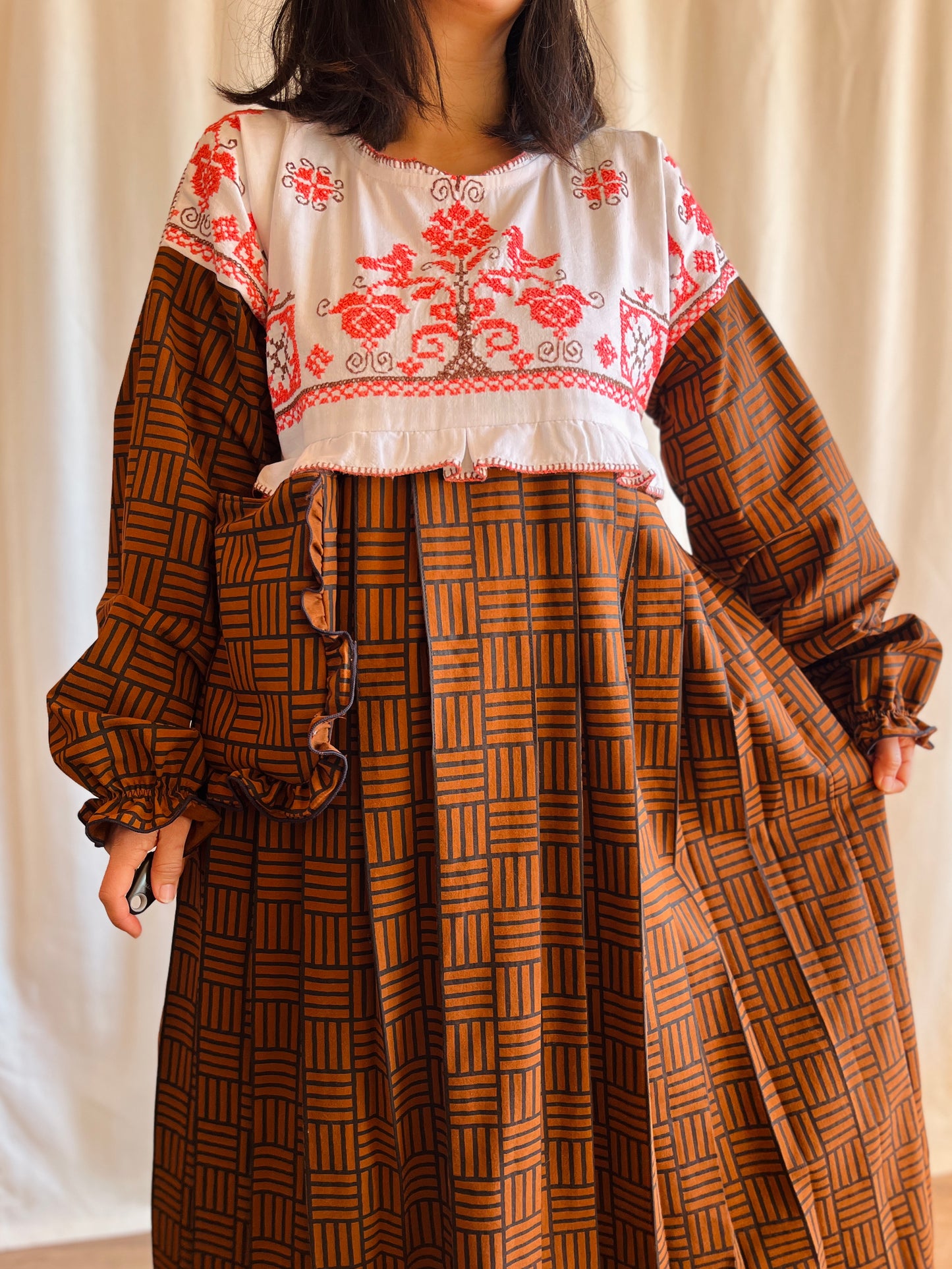 Birdies pleated long dress with ties