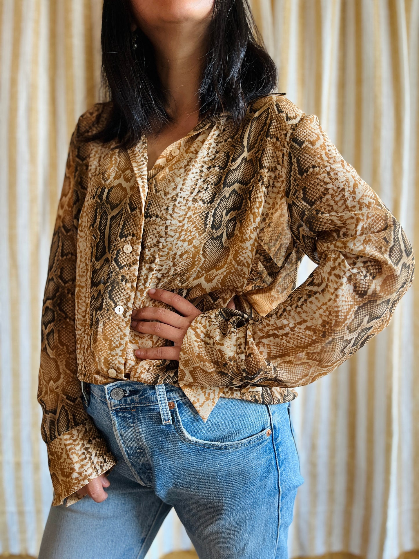 Y2K Snake prints Sheer Blouse