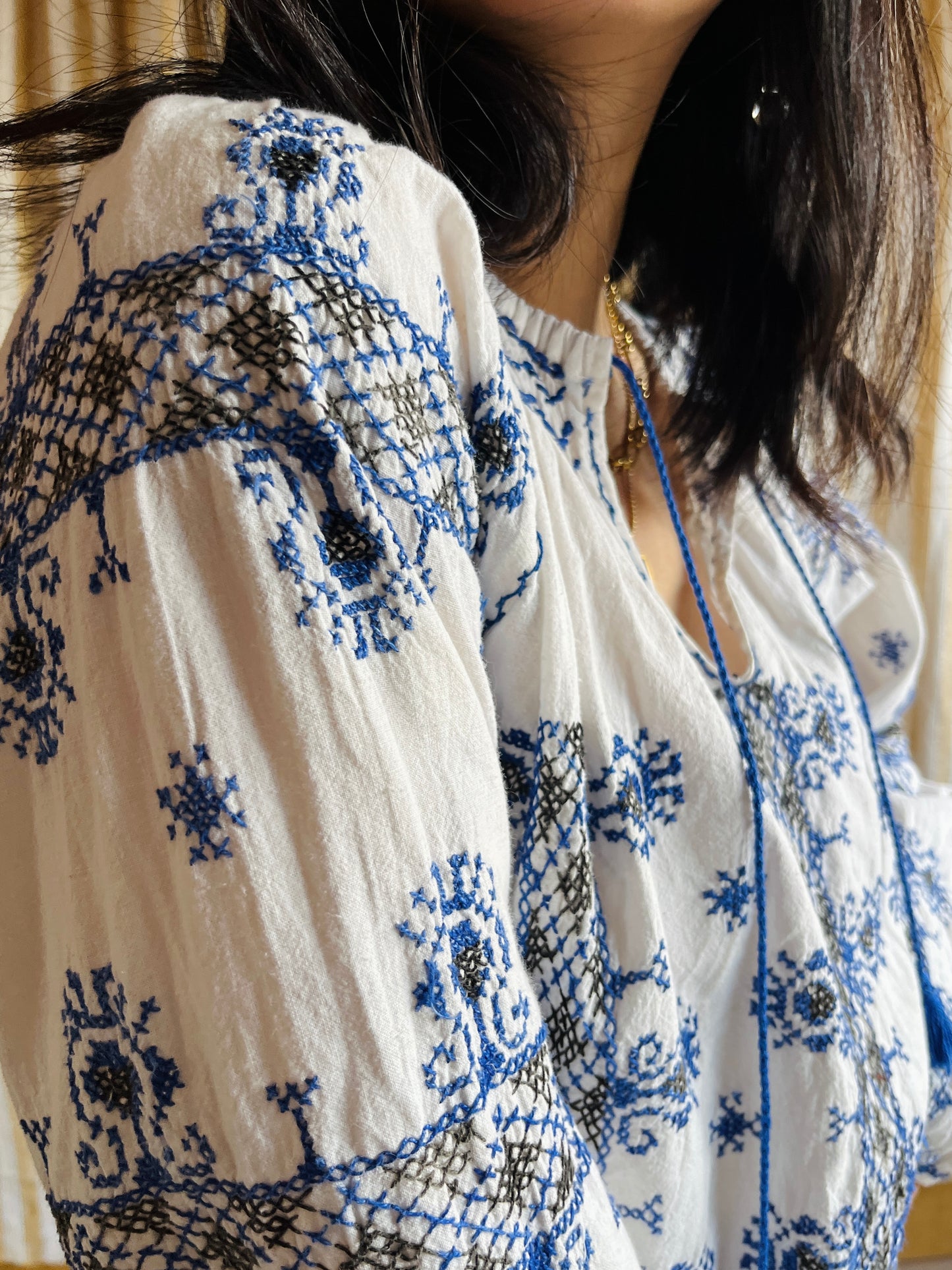 70s Vintage Romanian Folk Hand embroidered Blouse