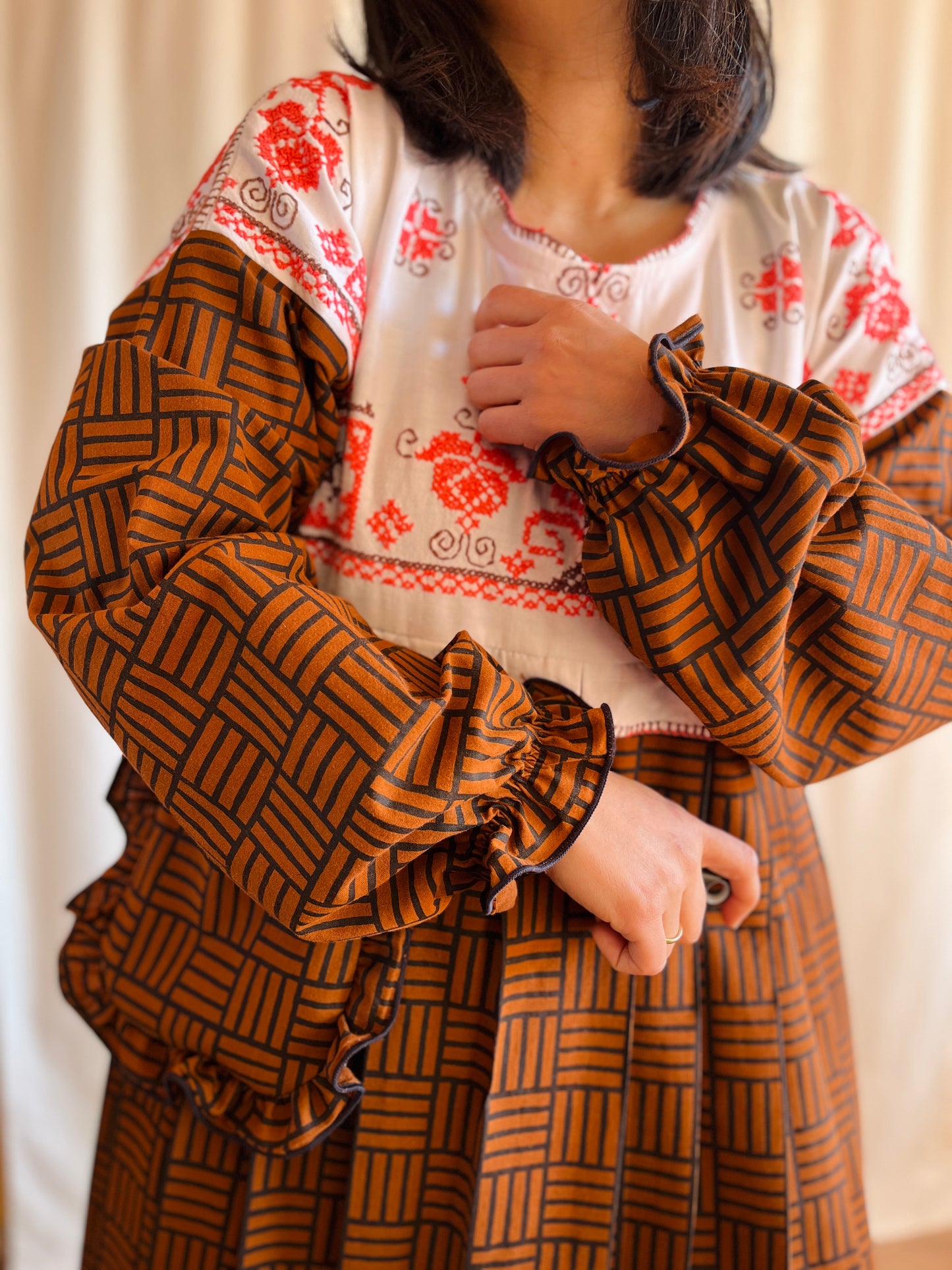 Birdies pleated long dress with ties