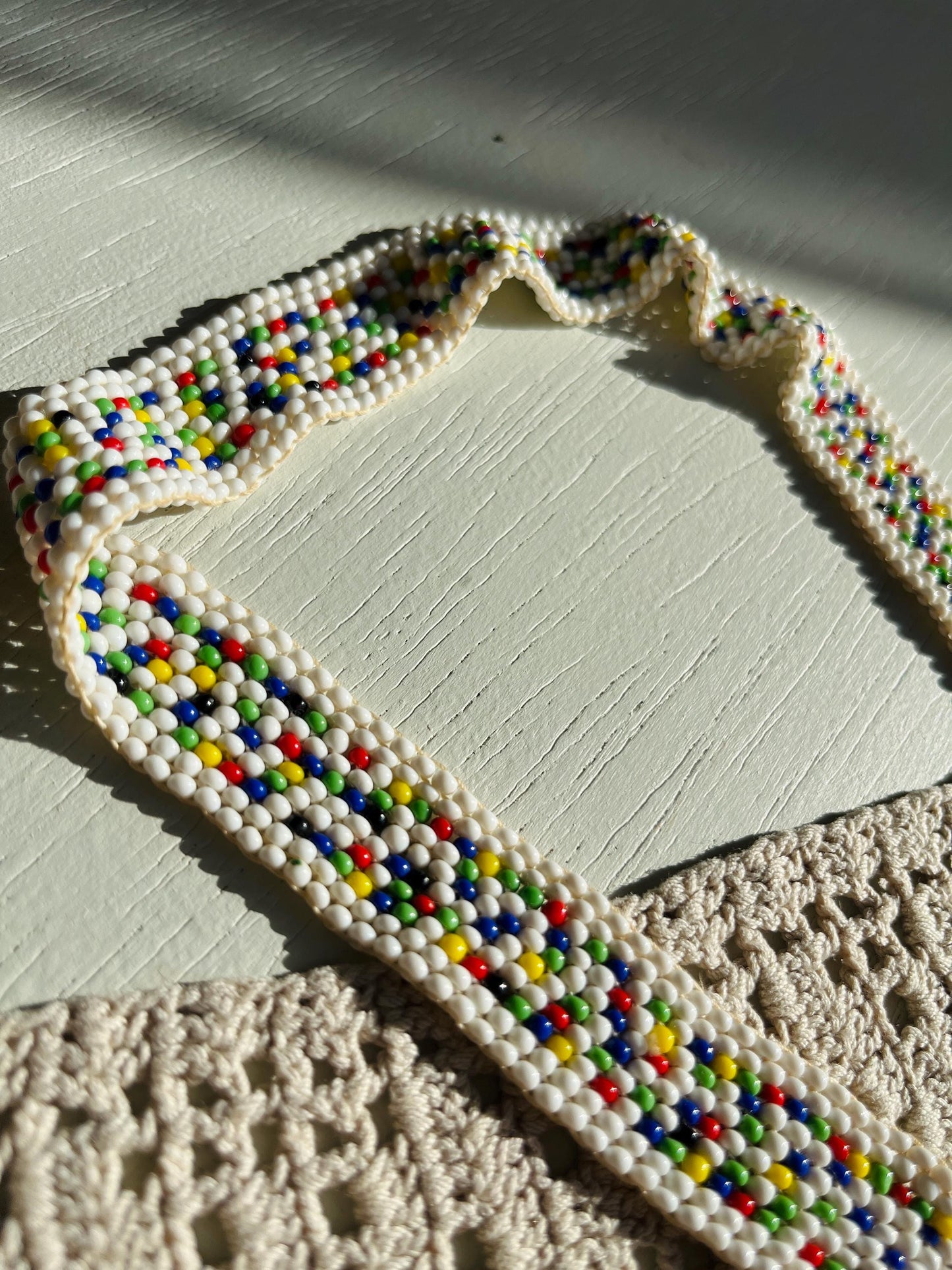 Handmade Vintage Ethnic bead art statement necklace with tassel
