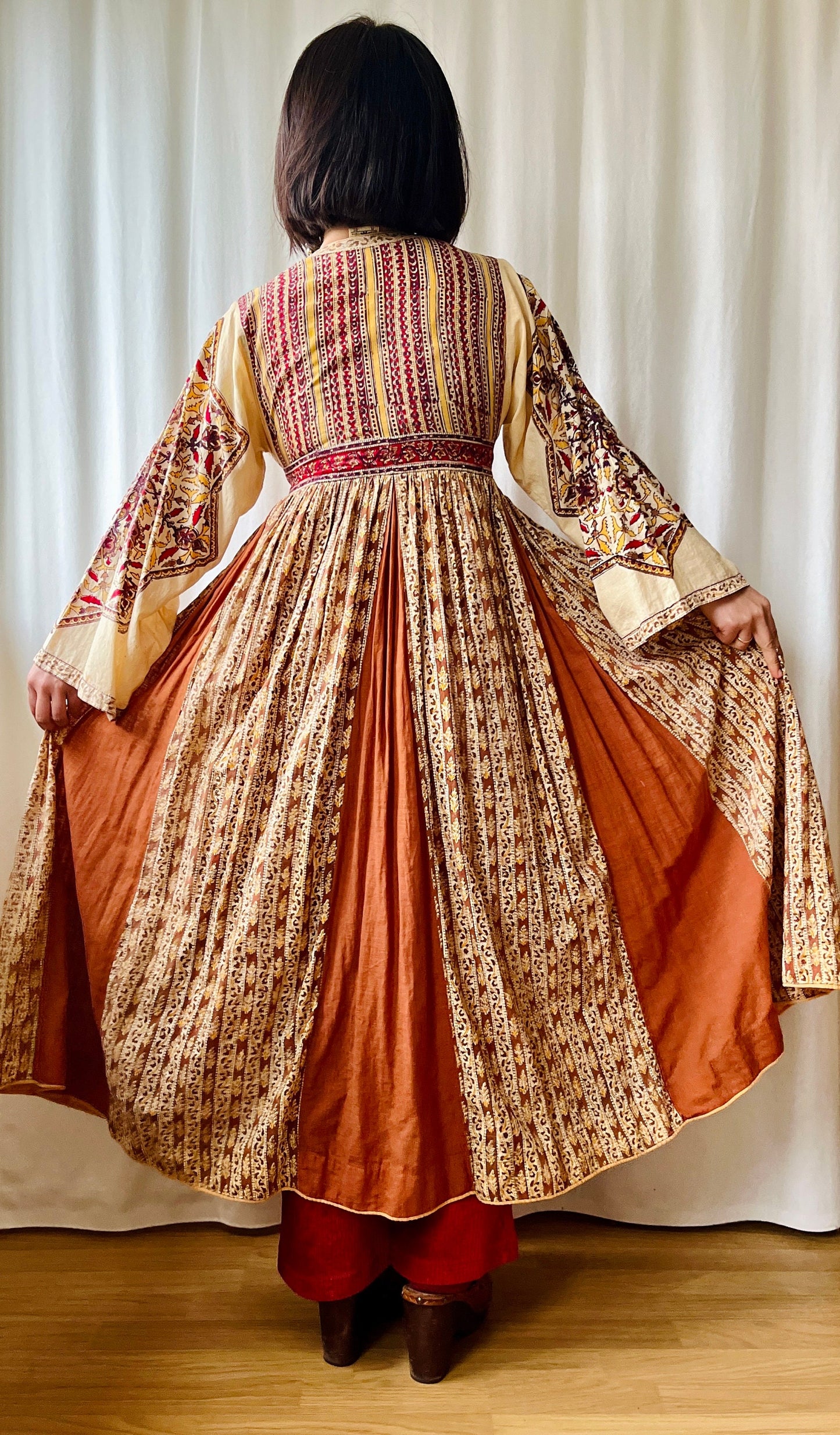 Stunning 1970s Anokhi Goddess Folklore Maxi Dress