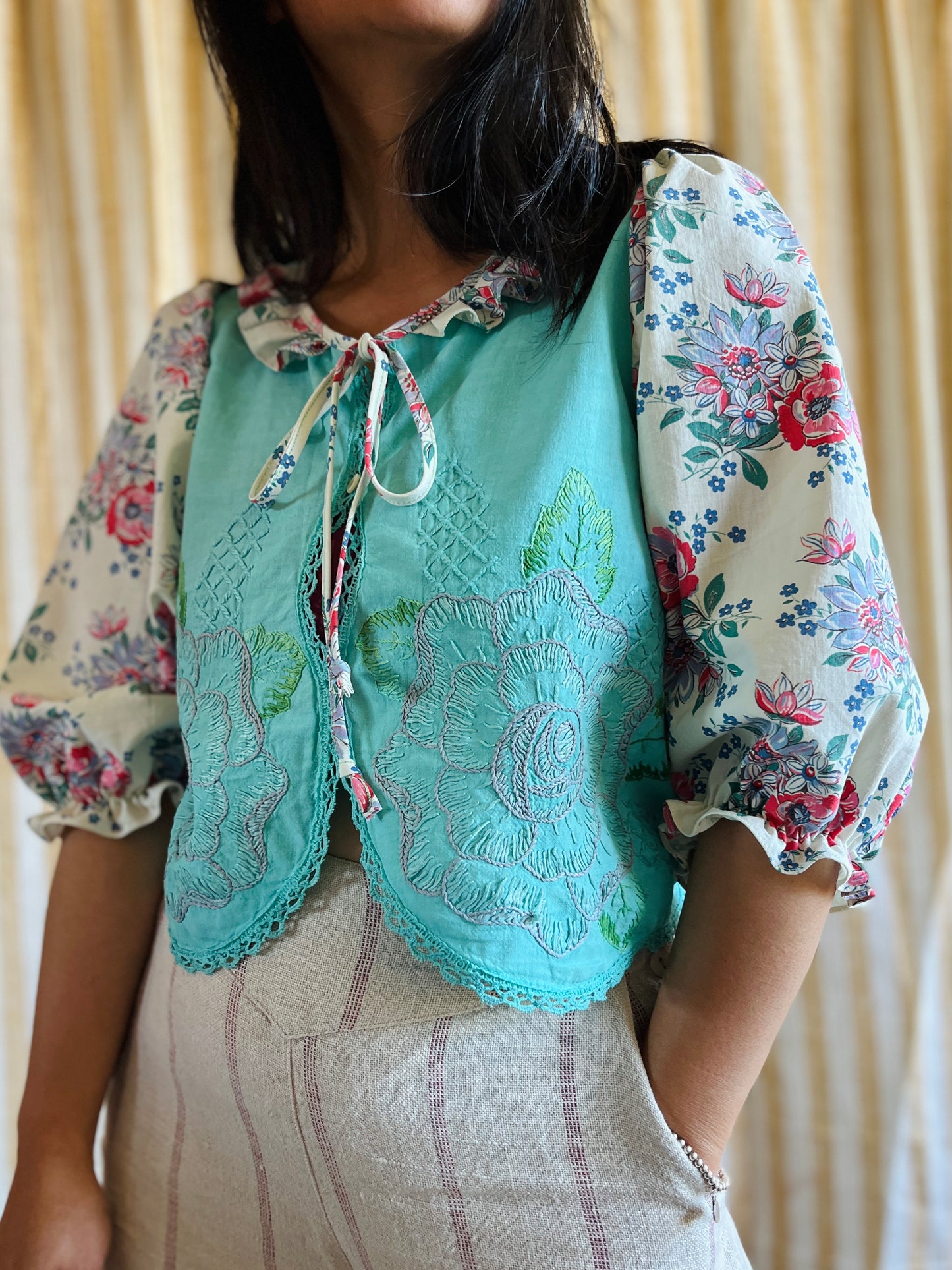 Passion Dyes - turquoise ruffle blouse