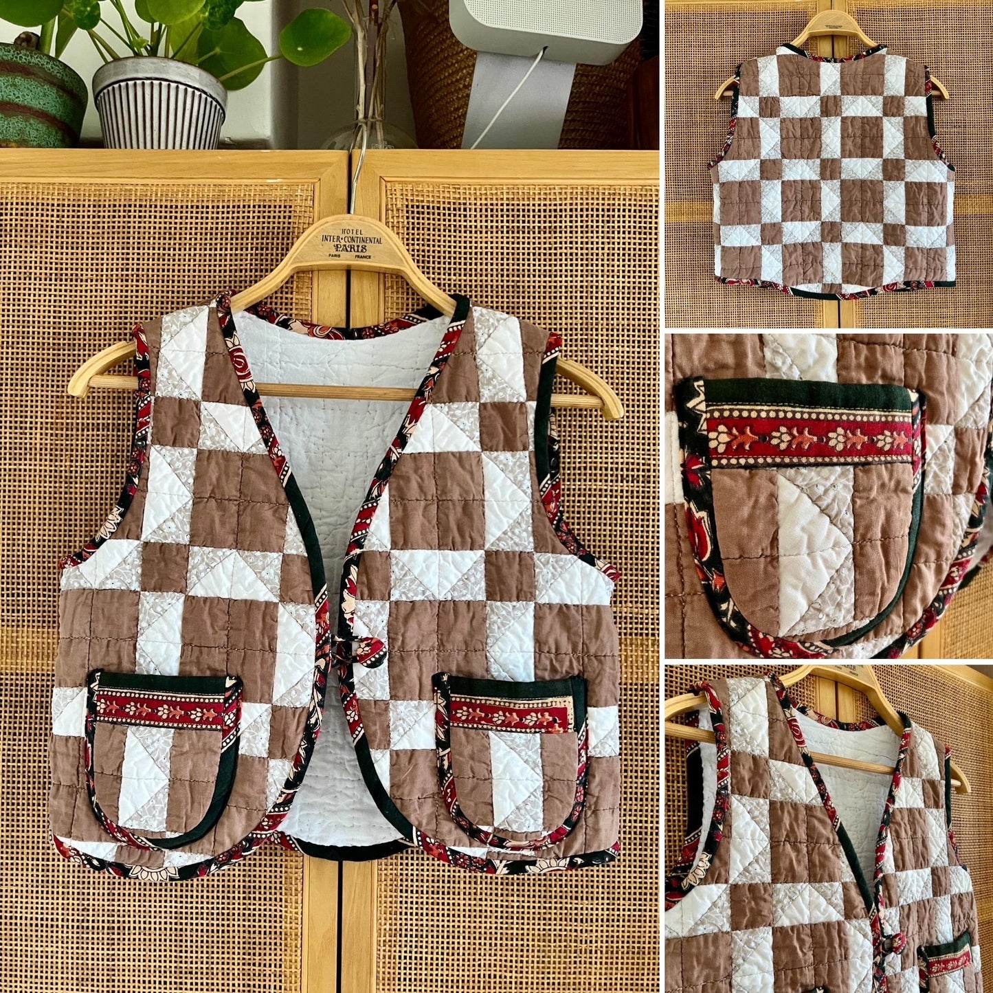 Reversible vintage hand quilted waistcoat