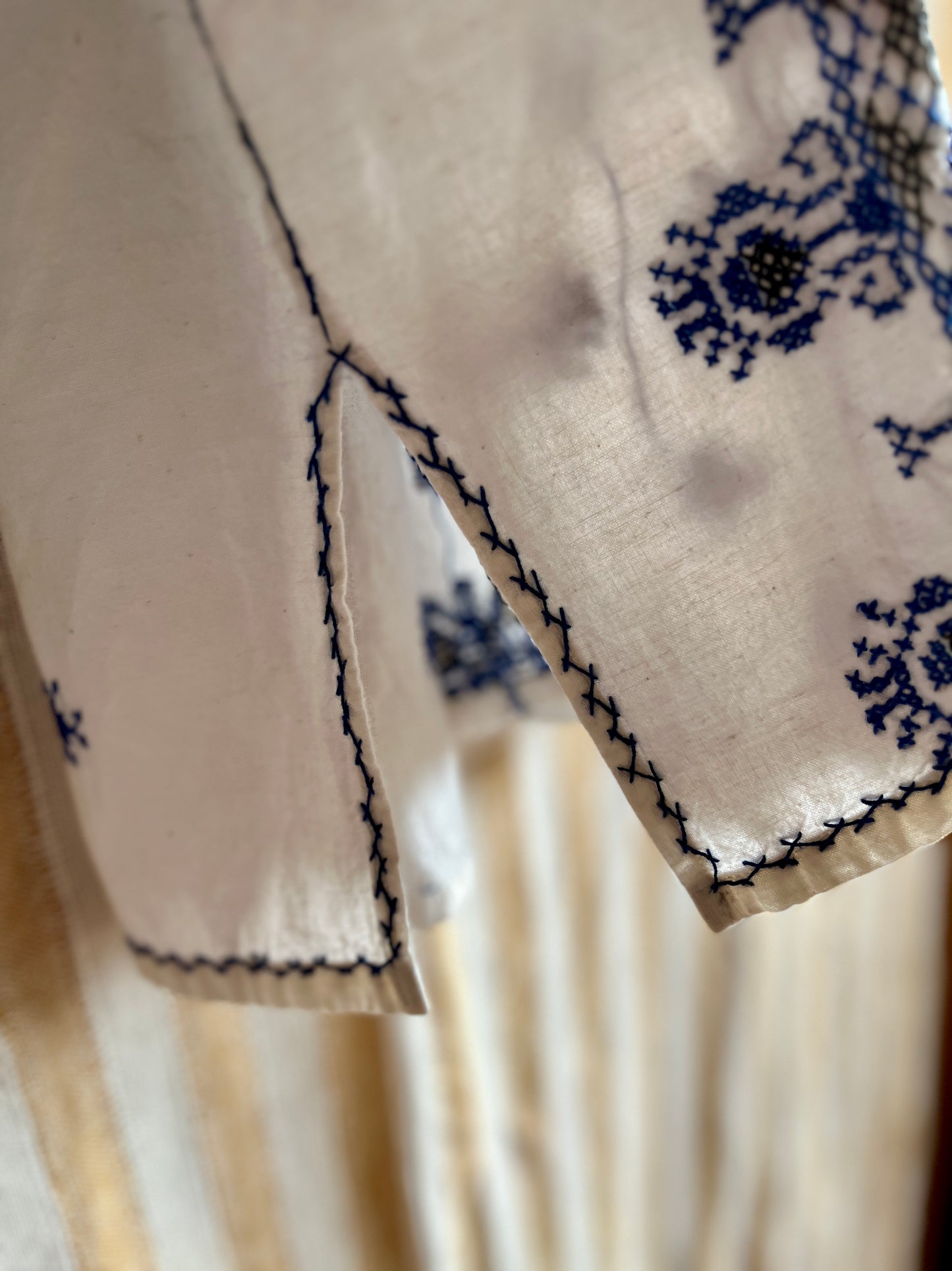 70s Vintage Romanian Folk Hand embroidered Blouse
