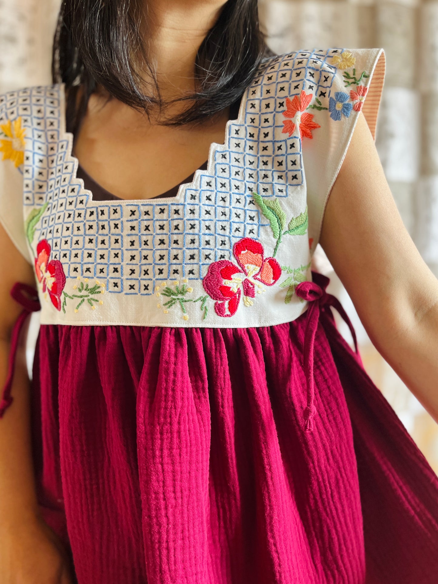 Baby doll tunic with side ties