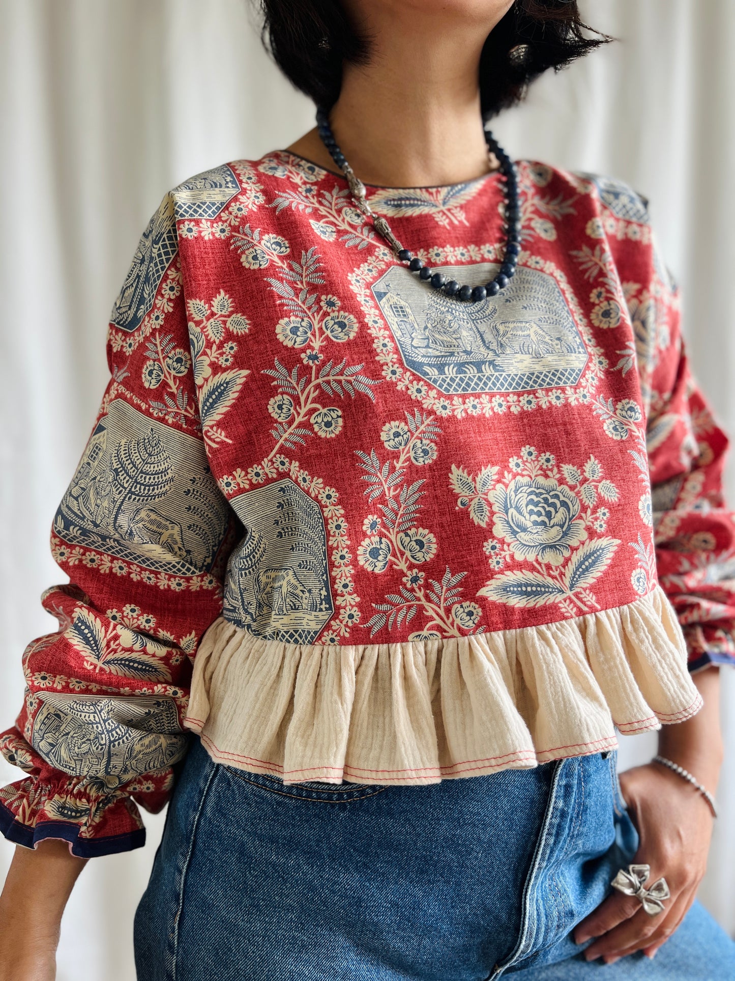 🏵️ Antique French Textile Dolly Top