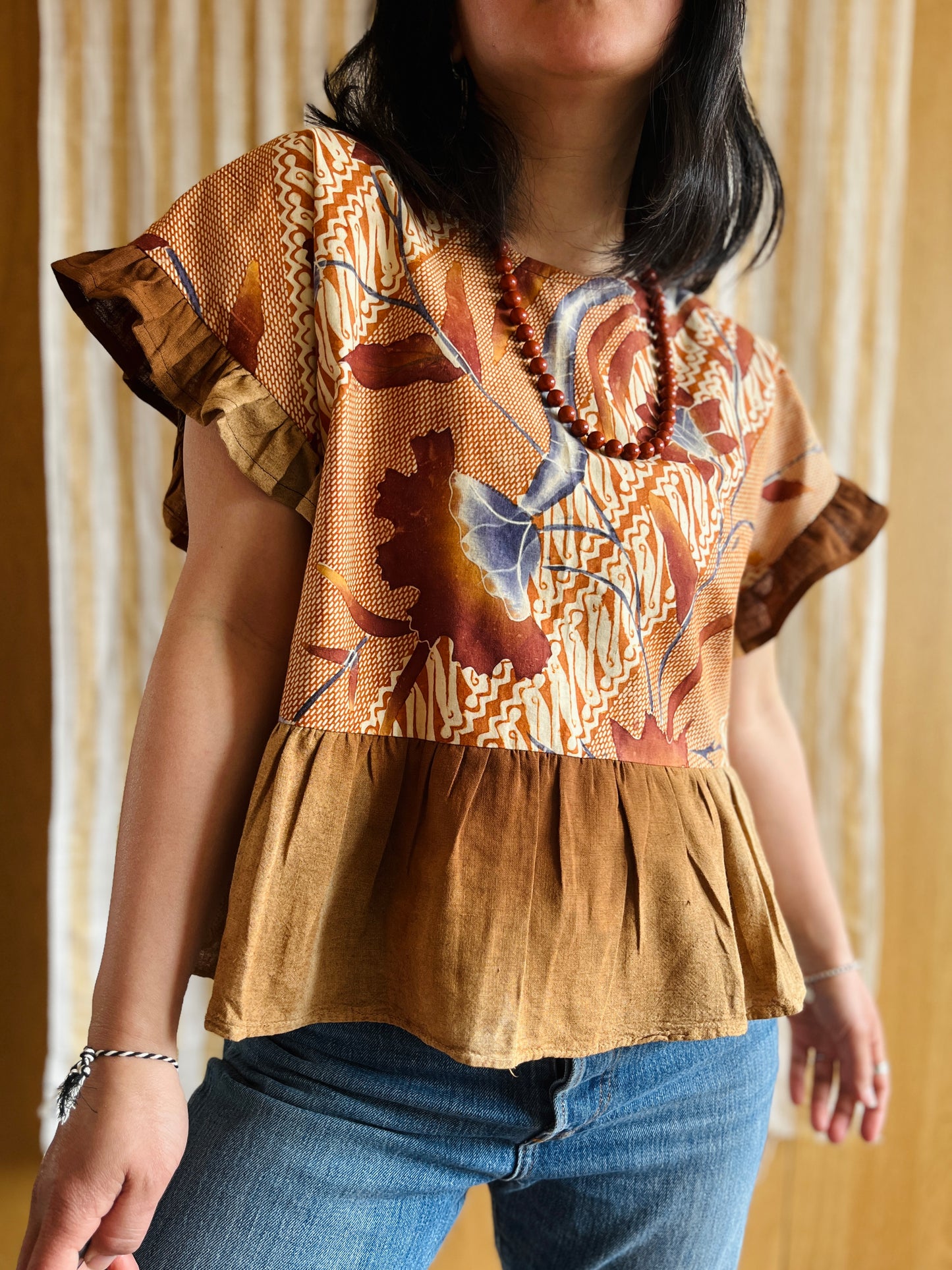 Vintage Batik and berry farmer cheesecloth dolly top