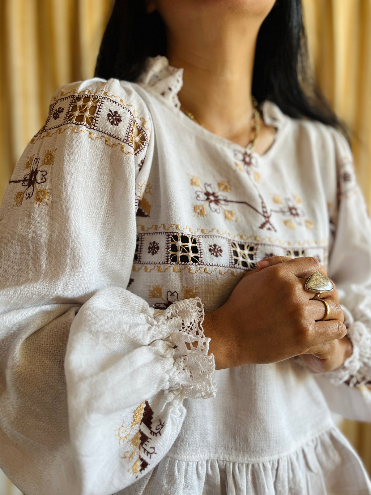 Lagartera Embroidered goddess blouse