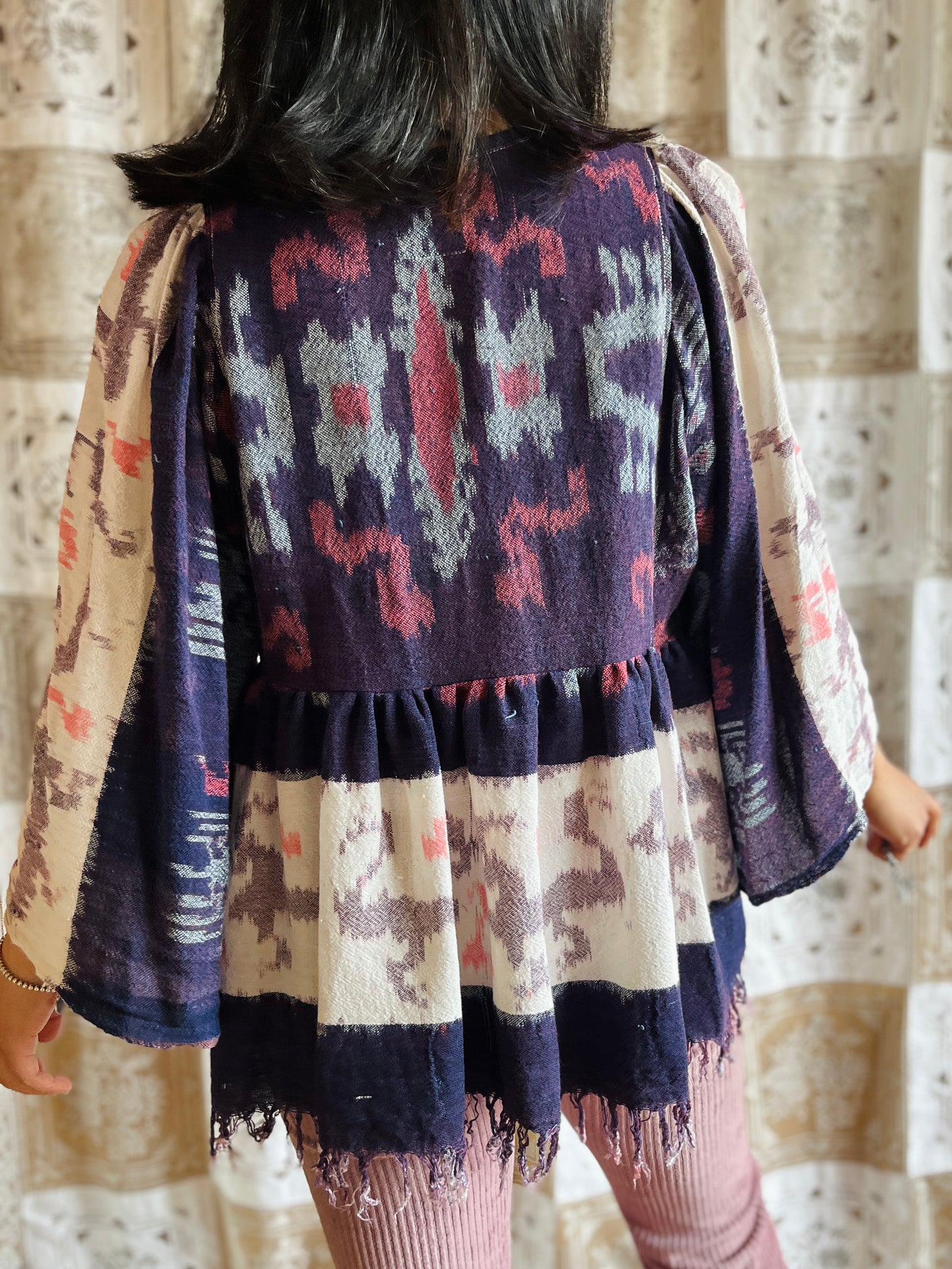 Vintage Batik Goddess Blouse with bracelet sleeves