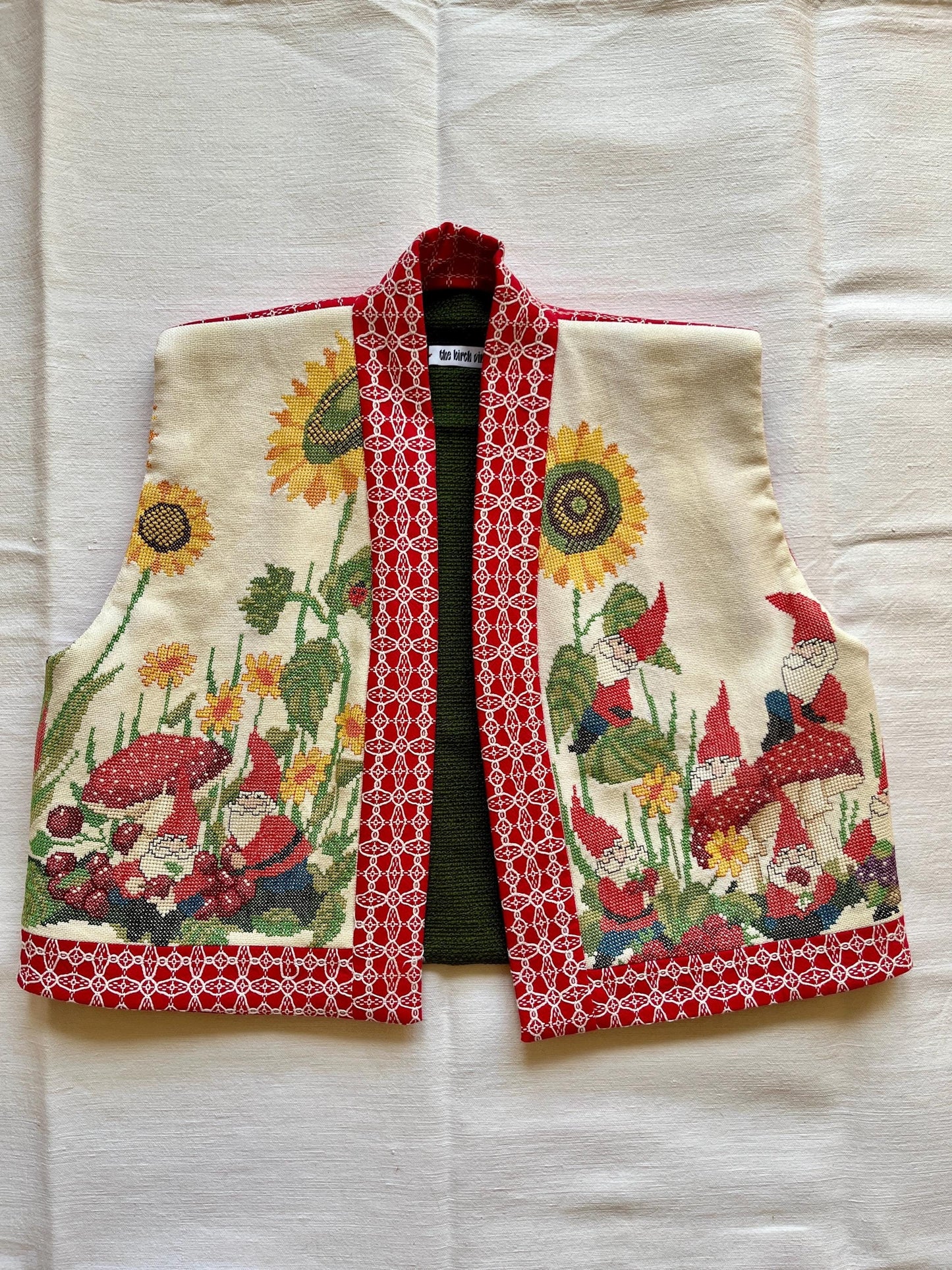 Jolly Gnomes needlework art turns Wrap Gilet