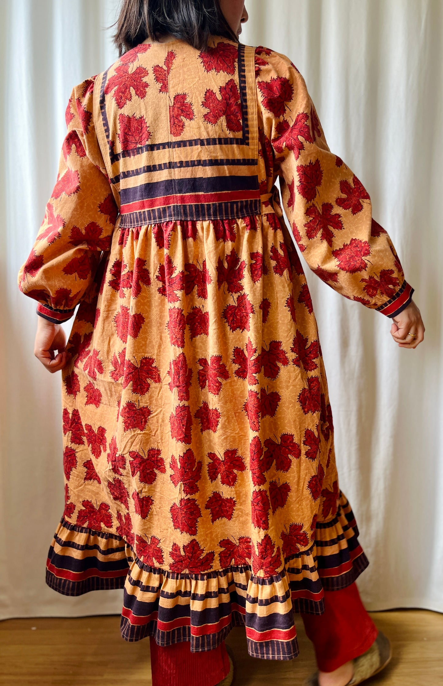 Repurpose Vintage Indian Block Print 70s inspired Goddess Maxi Dress