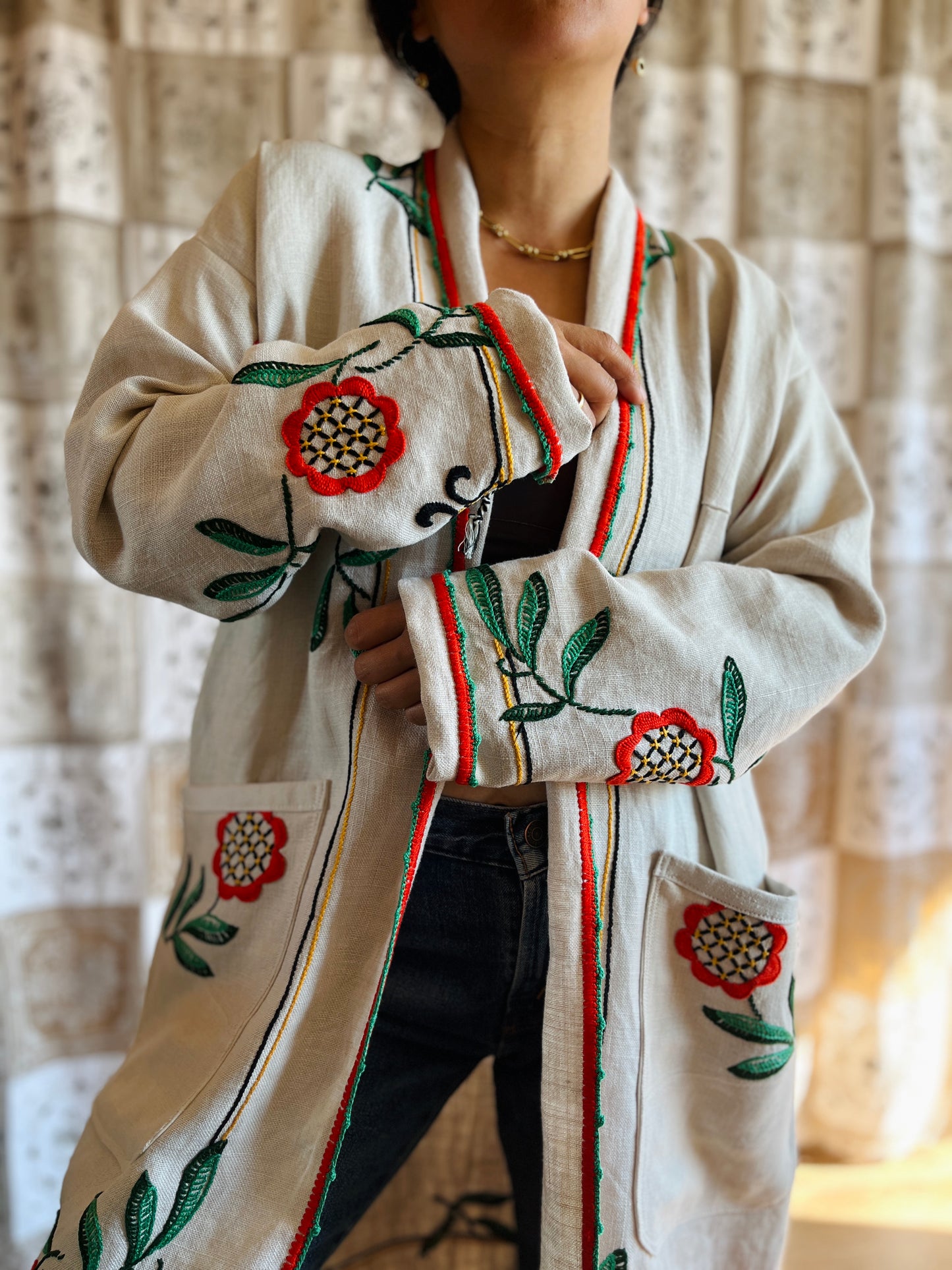 Linen long kimono