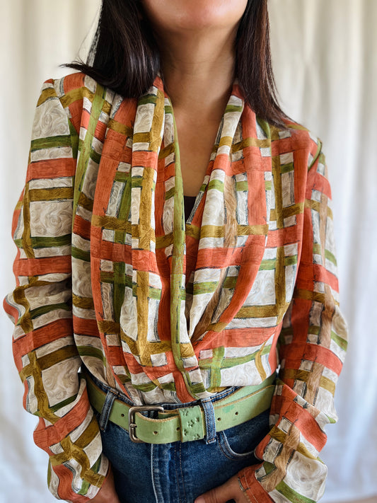 Secretary Blouse Open chest Viscose Top