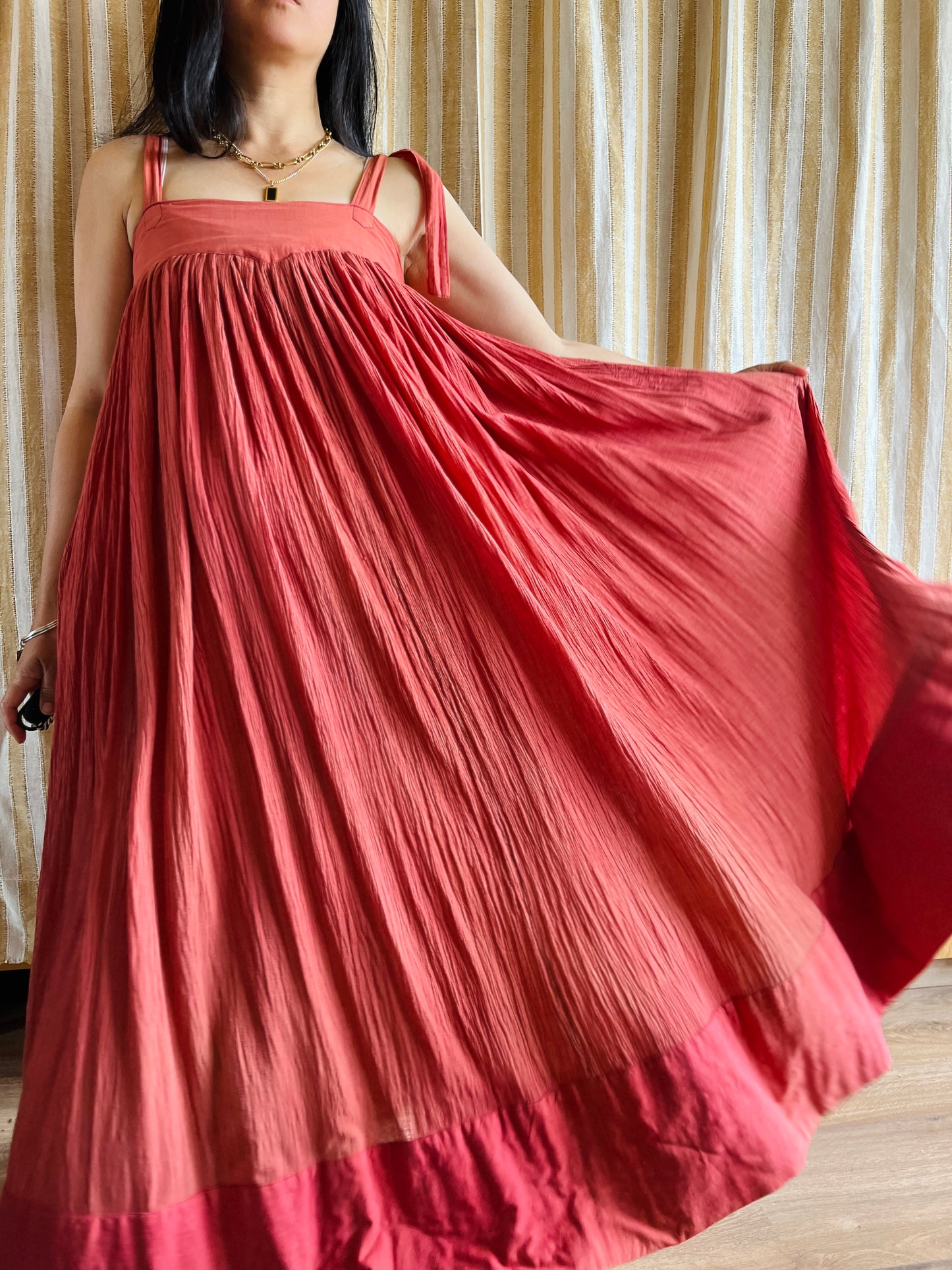 Torrid Coral Pink 70s cheesecloth full circle sundress