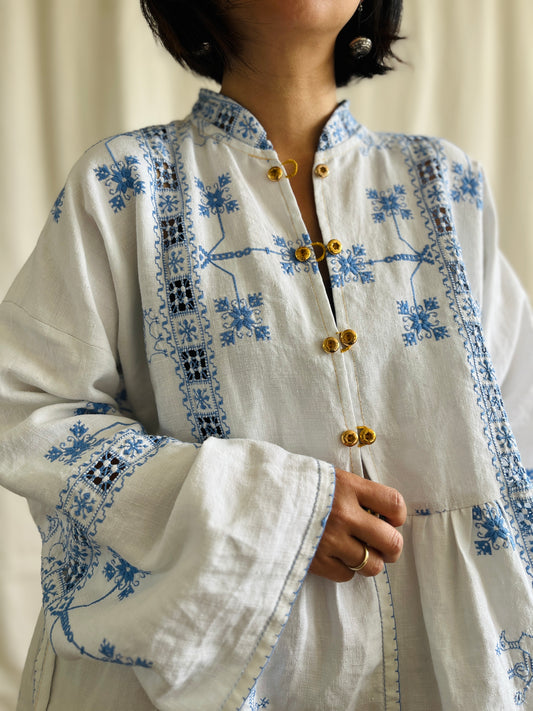 🏵️ Lagartera embroidery long tunic with tie