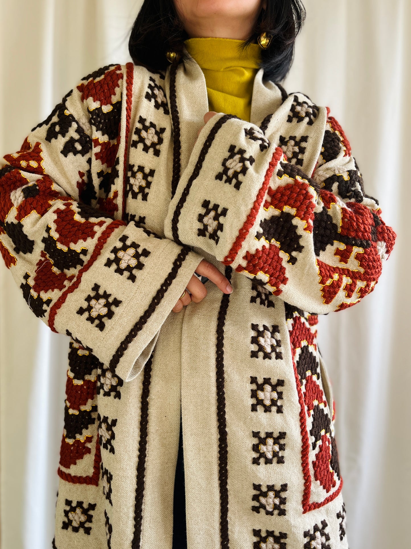 🎴 The witch coat I - Wool and Heavy linen embroidery Kimono