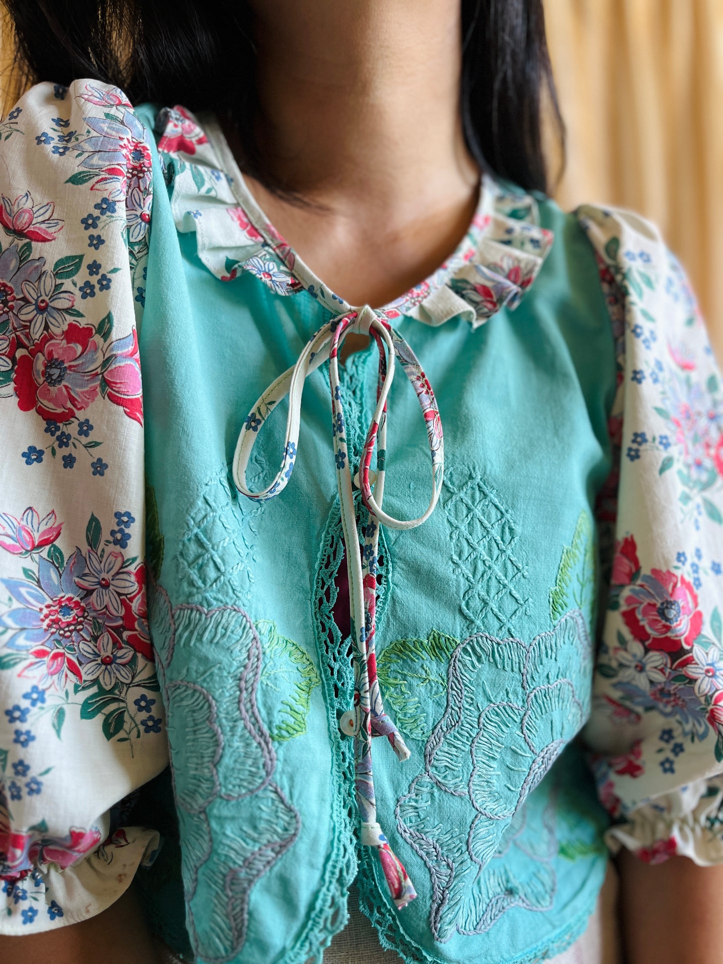 Passion Dyes - turquoise ruffle blouse