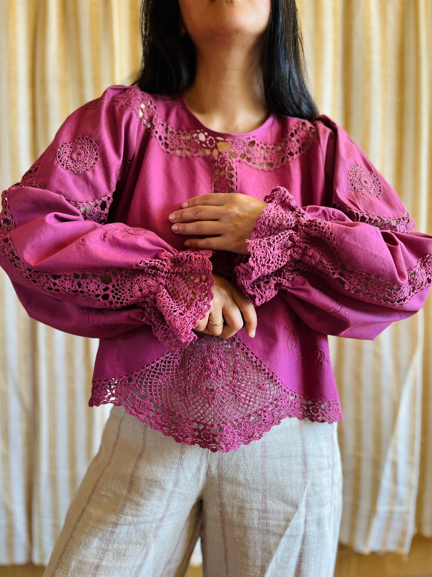 Passion Dyes - Circular crochet blouse in Red Wine