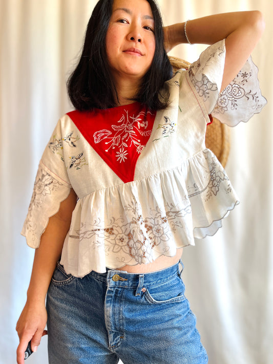 Little birdies patchwork Dolly Blouse