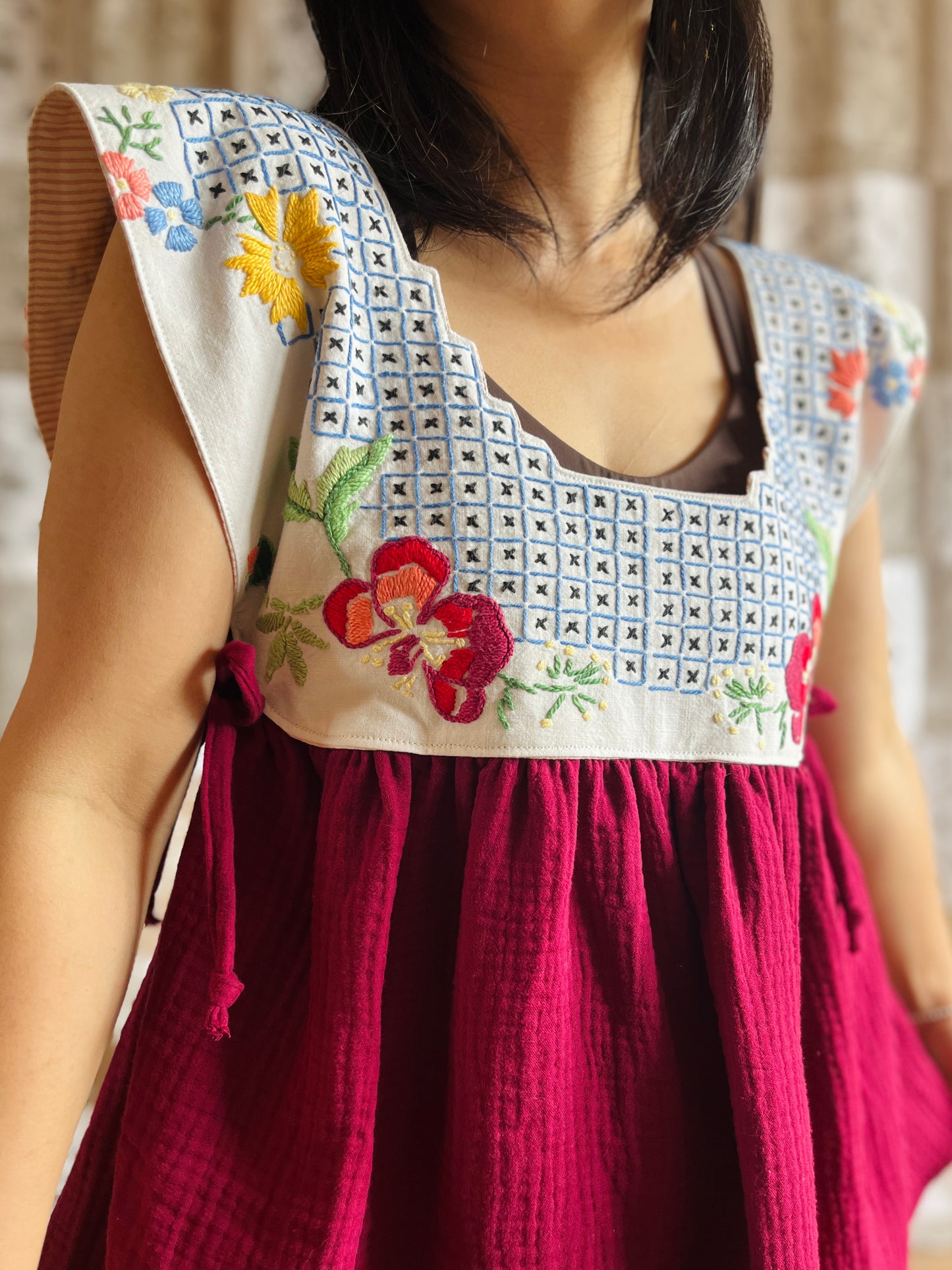 Baby doll tunic with side ties