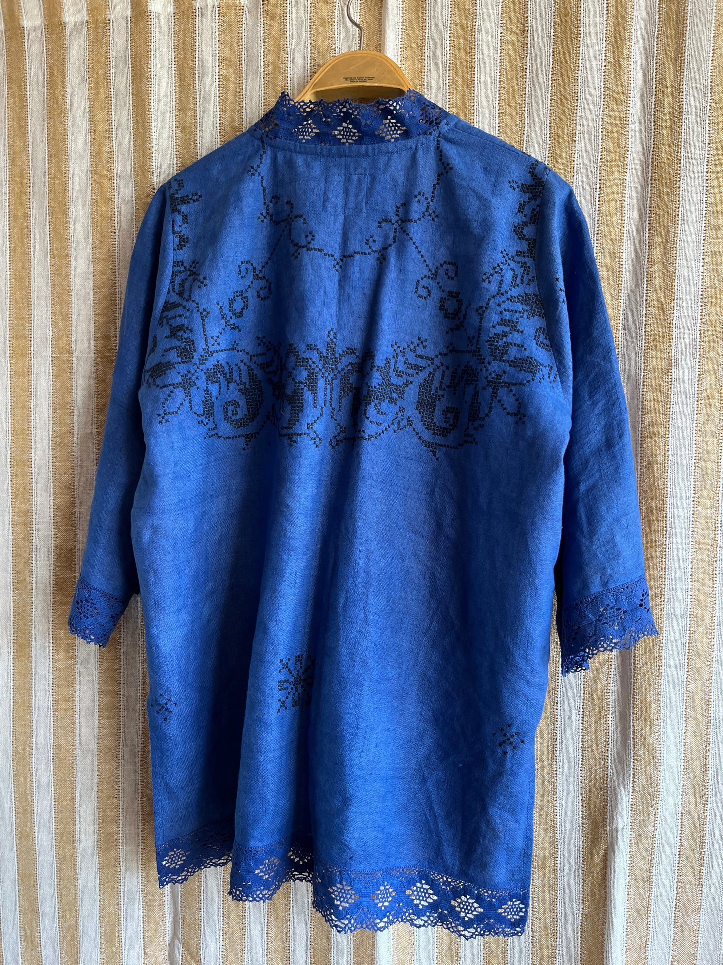 Indigo dyed loose fit linen shirt