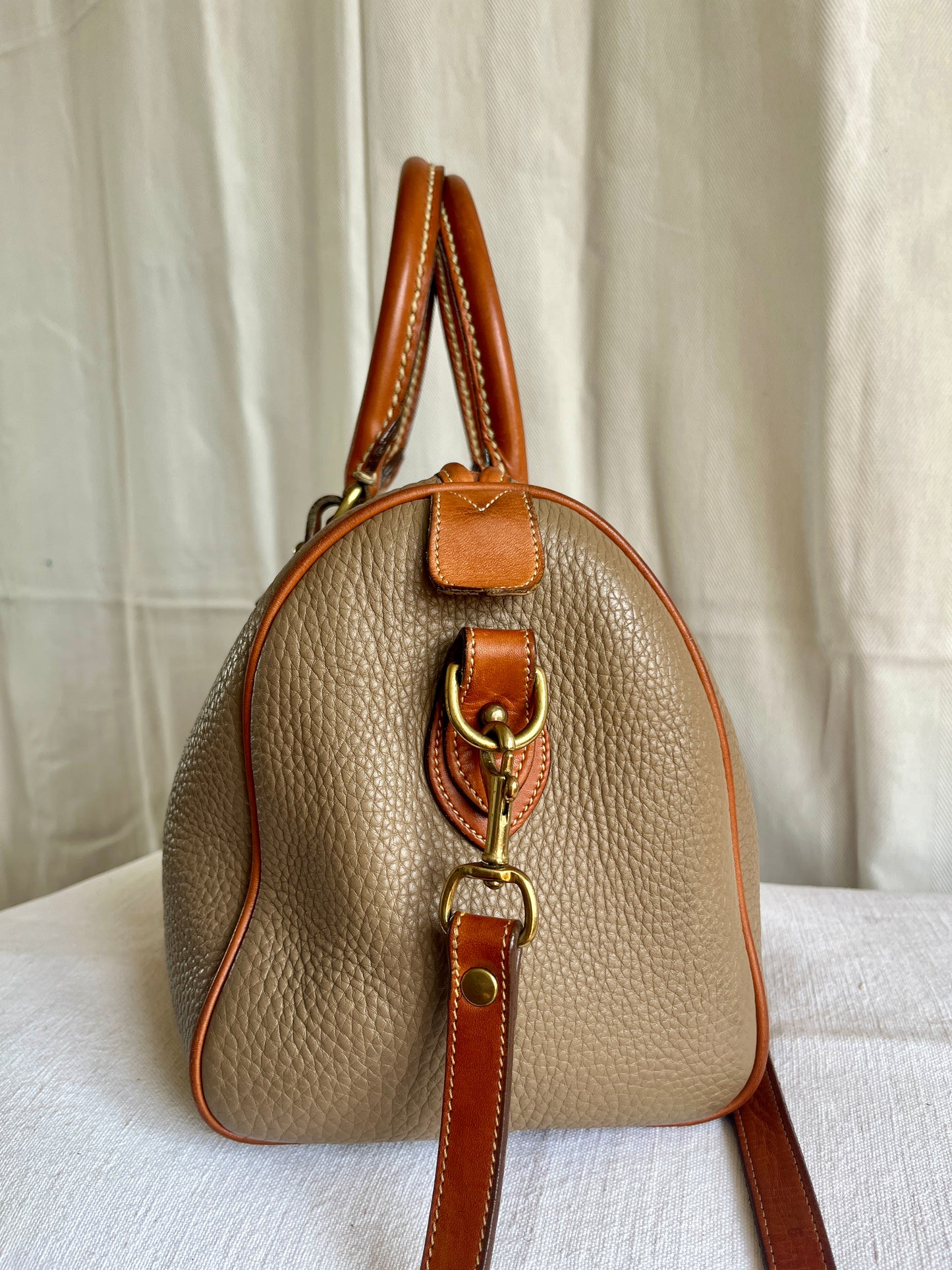Taupe/British Tan R38 Largest Speedy Doctor's Bag Satchel with Strap