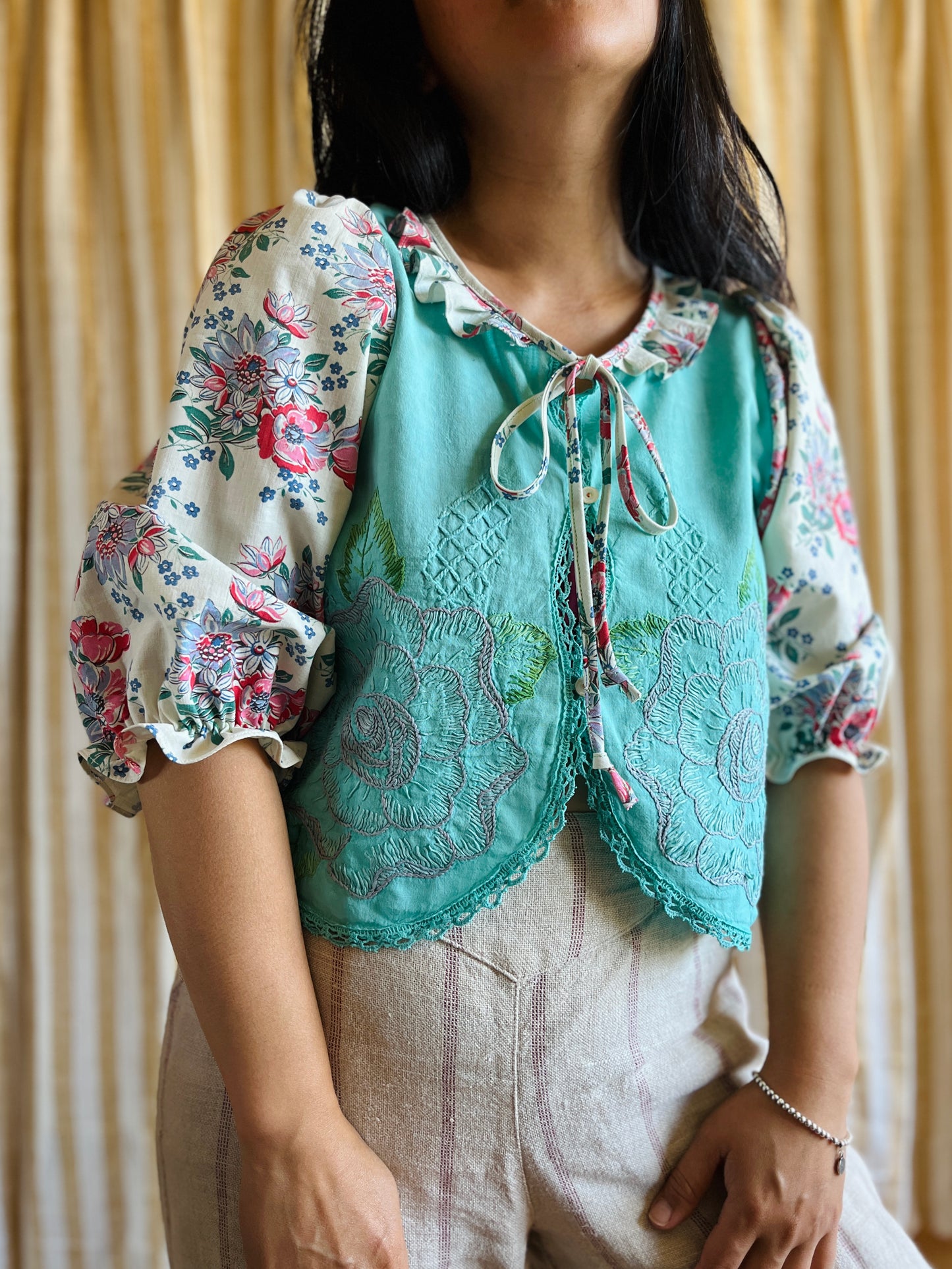 Passion Dyes - turquoise ruffle blouse