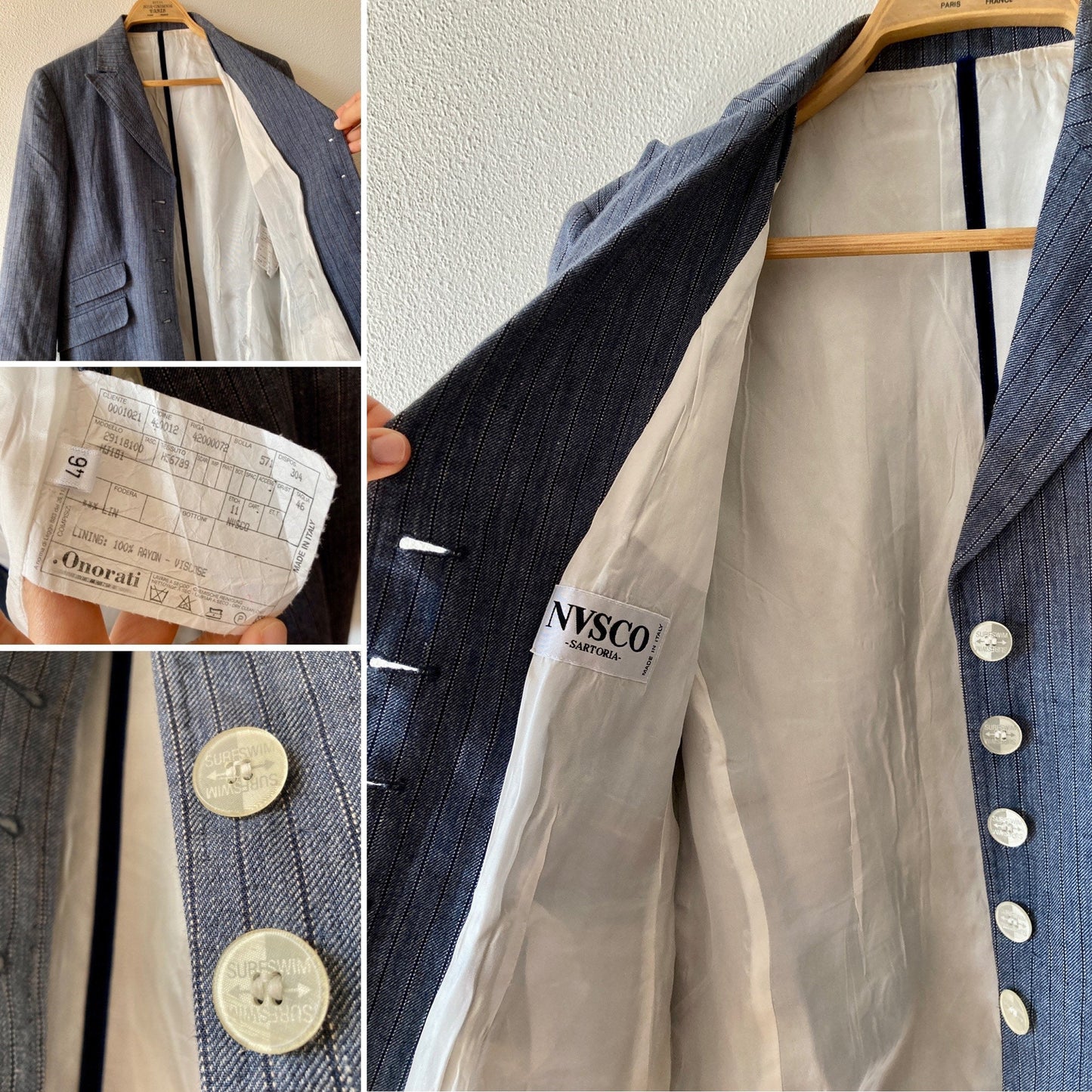 Vintage Y2K Tailored Pure Linen Slim Cut Blazer Made in Italy