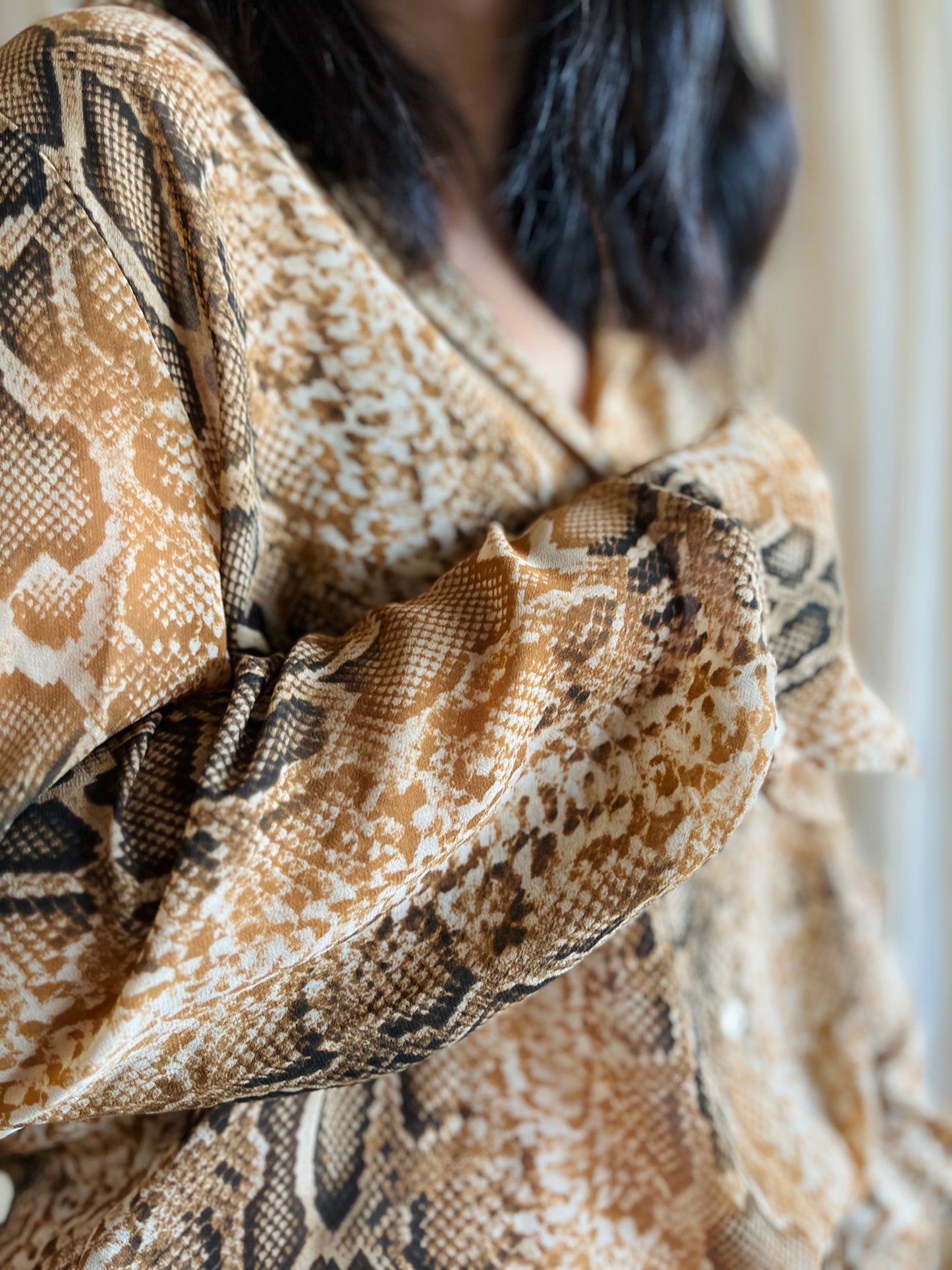 Y2K Snake prints Sheer Blouse