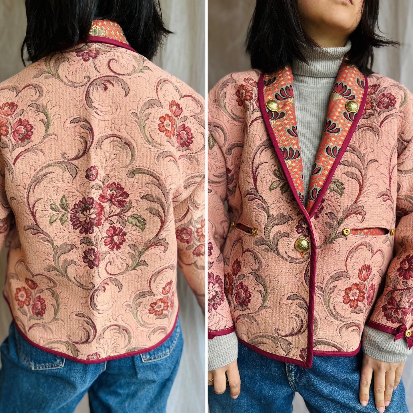 Repurpose vintage tapestry jacket