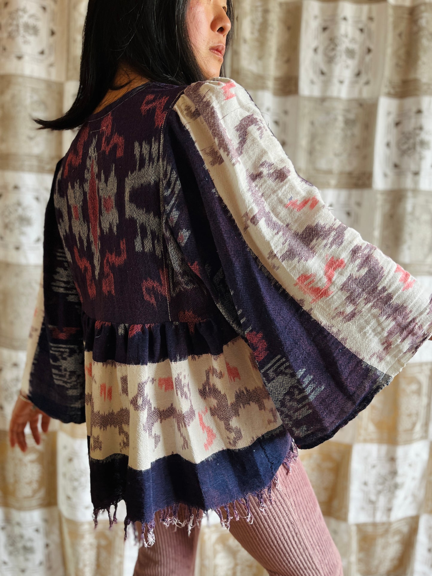 Vintage Batik Goddess Blouse with bracelet sleeves