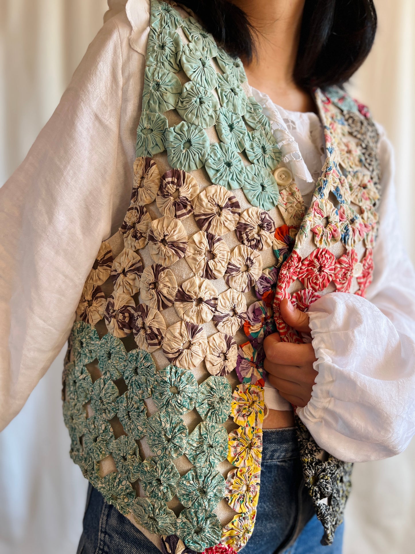 Antique Yo-Yo quilted waistcoat
