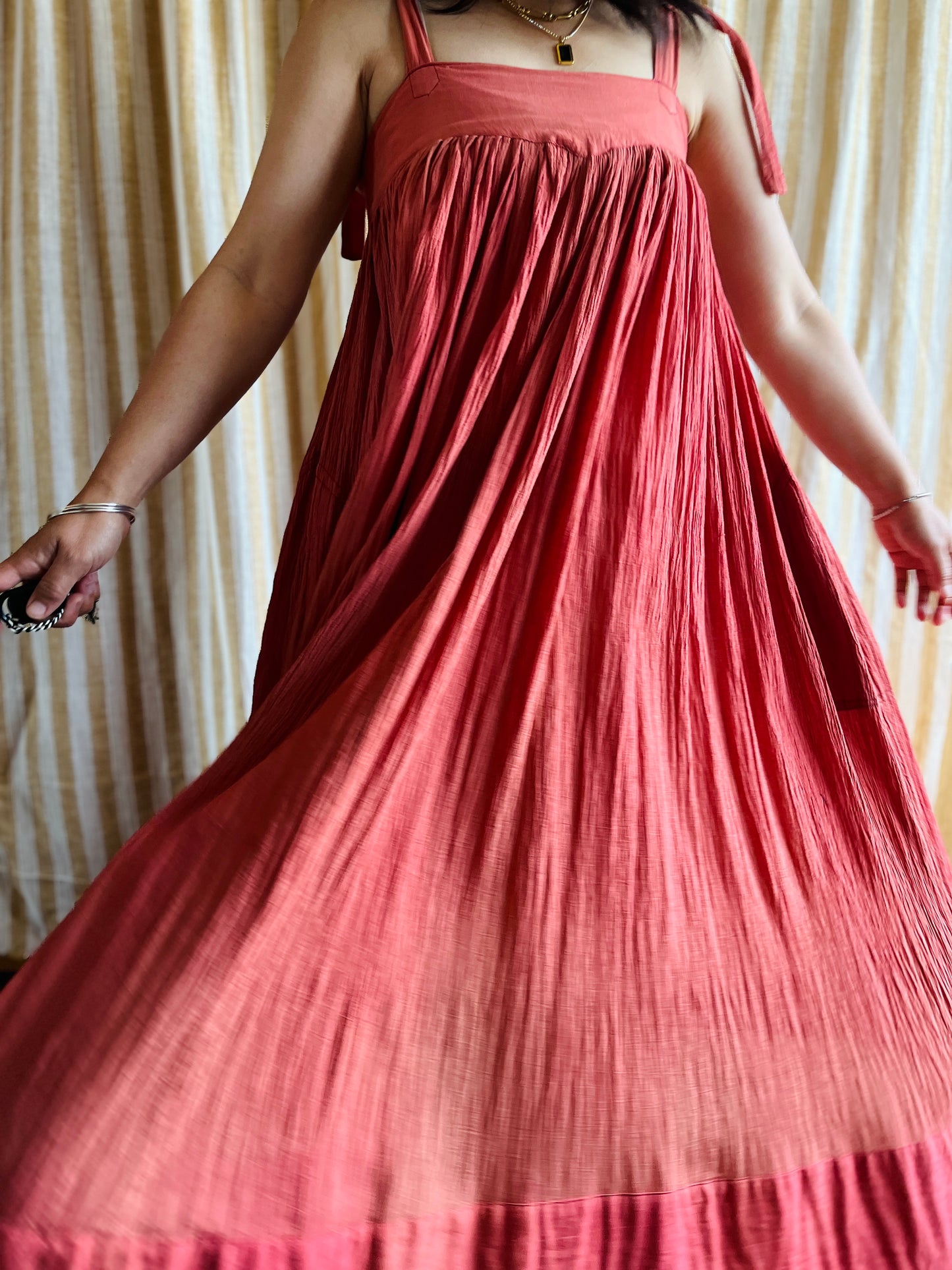 Torrid Coral Pink 70s cheesecloth full circle sundress