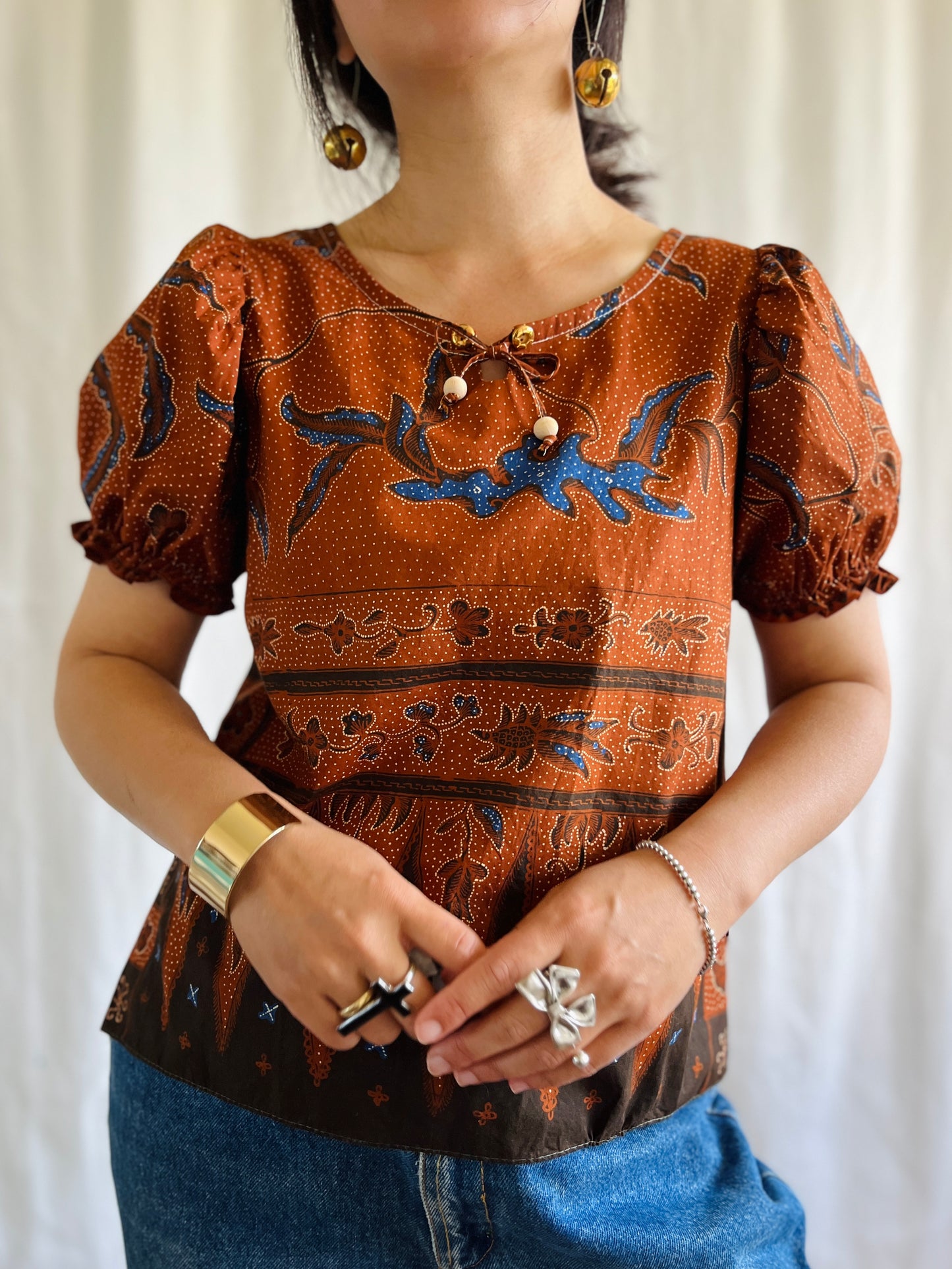 ✨Vintage Batik Puffed Sleeve Tee
