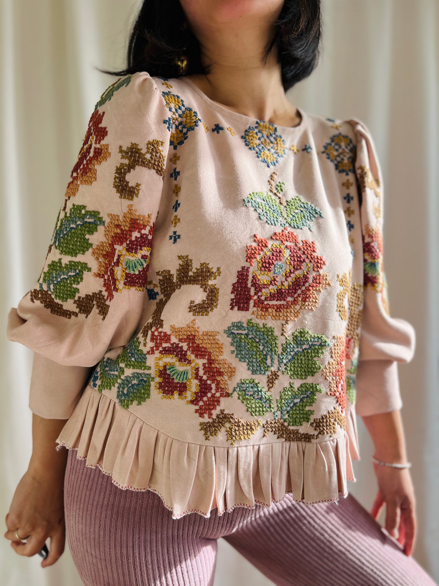 🎴 Astonishing Embroidered Roses Dolly Blouse