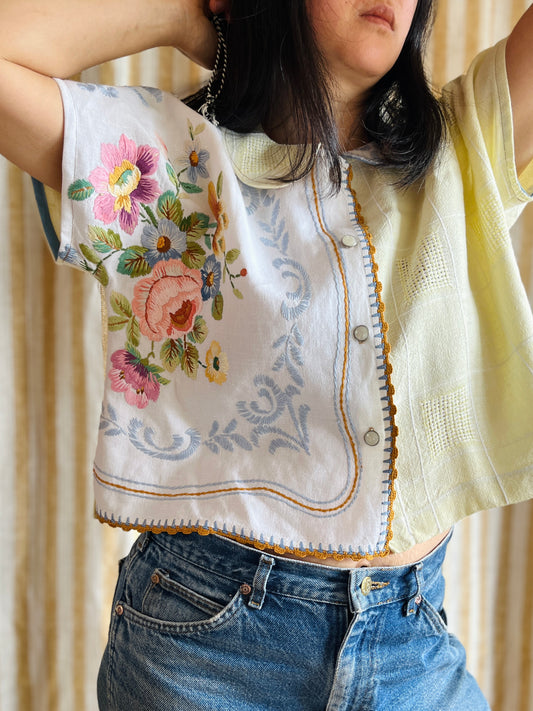 Peter Pan Collar Patchwork Shirt