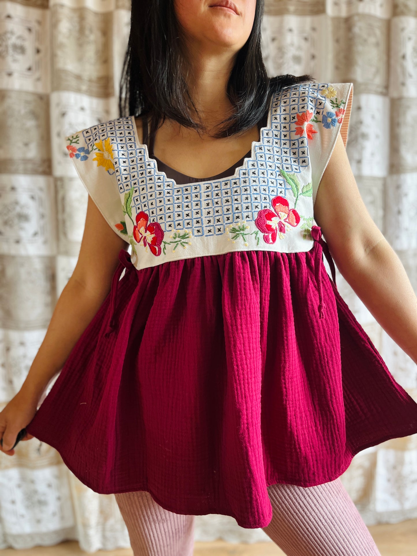 Baby doll tunic with side ties